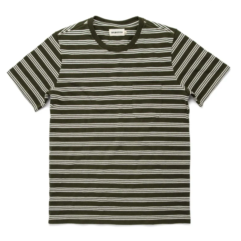 The Heavy Bag Tee in Cypress Stripe sold by Taylor Stitch