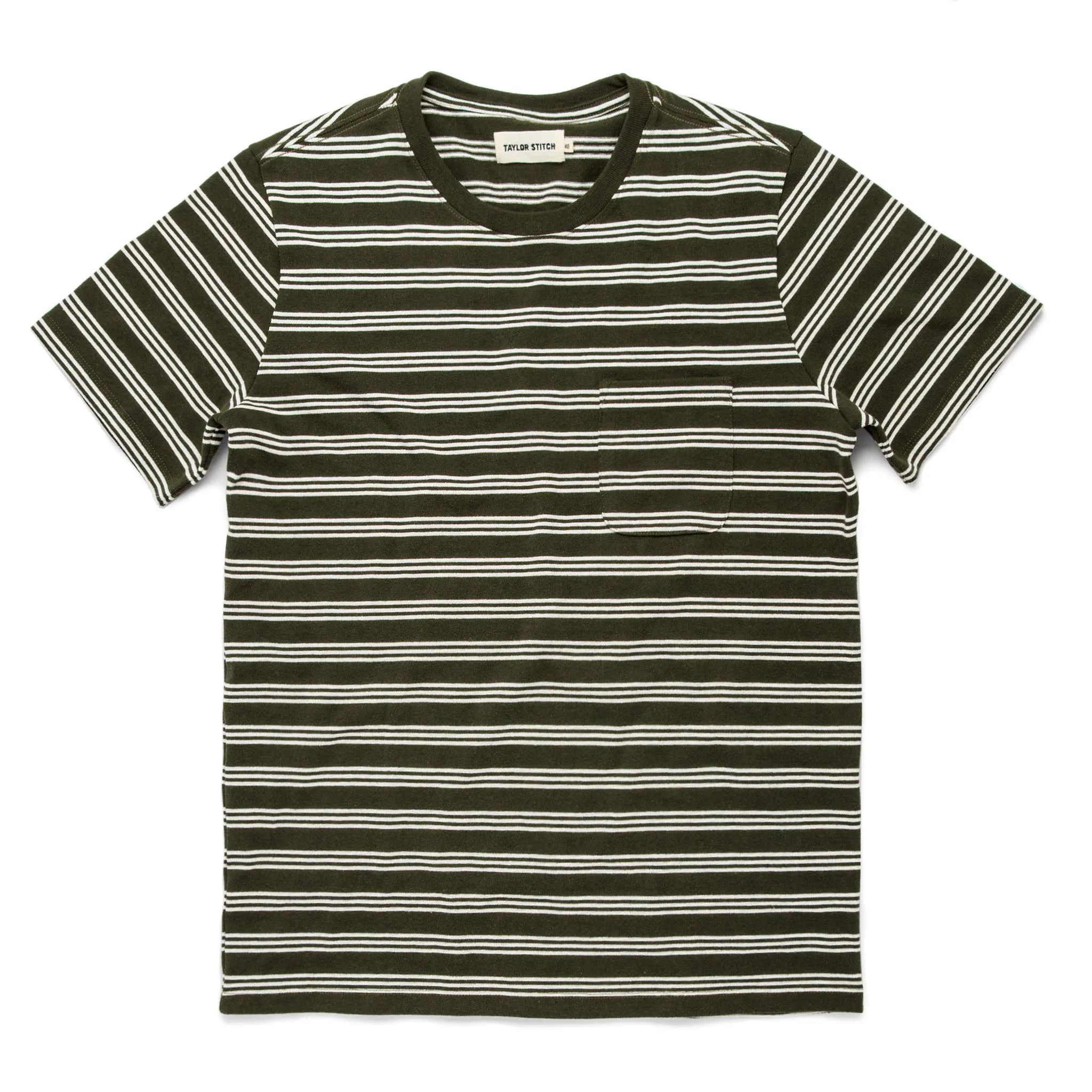 The Heavy Bag Tee in Cypress Stripe sold by Taylor Stitch