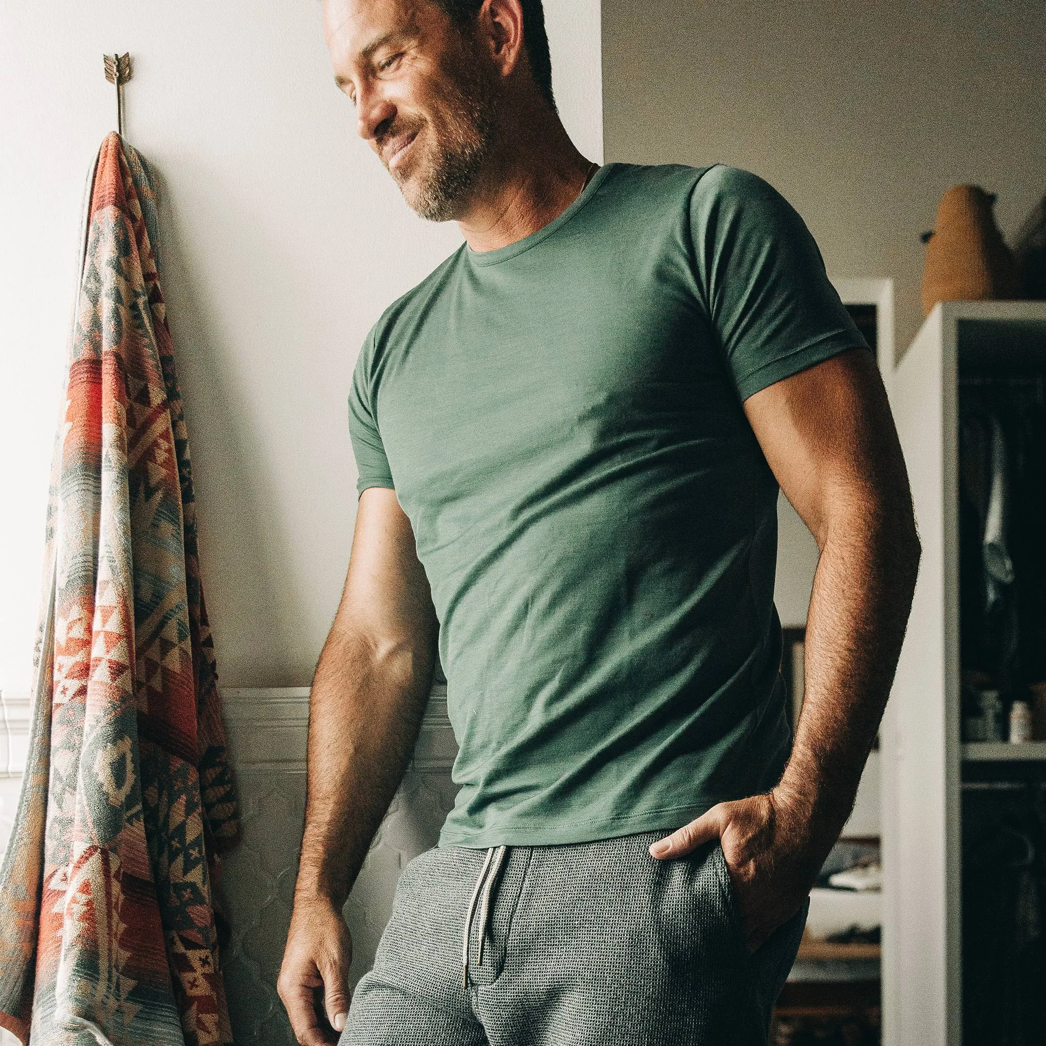 The Merino Tee in Sea Green sold by Taylor Stitch product image thumbnail 3