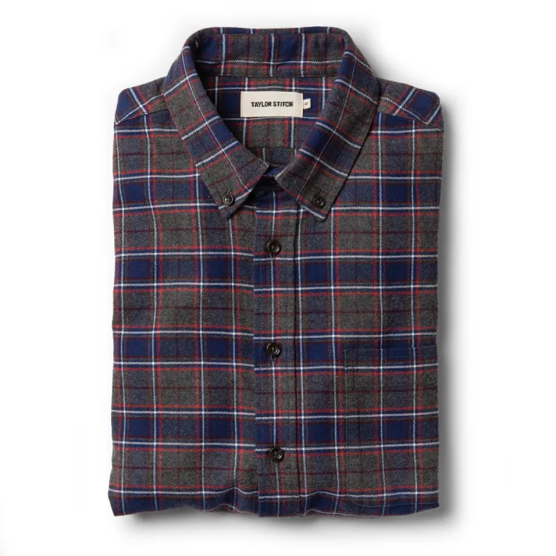 The Jack in Brushed Grey Plaid sold by Taylor Stitch