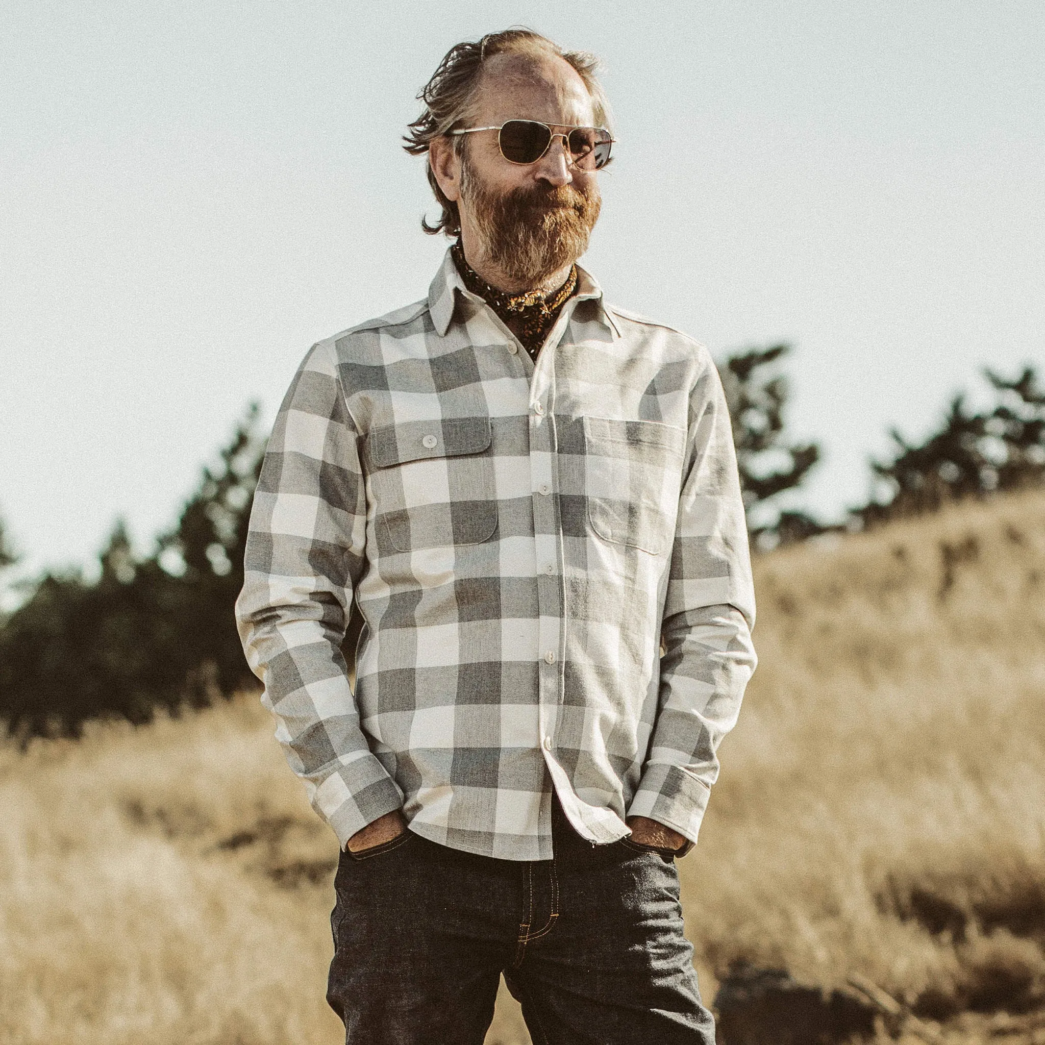 The Moto Utility Shirt in Ash & Natural Plaid sold by Taylor Stitch product image thumbnail 2