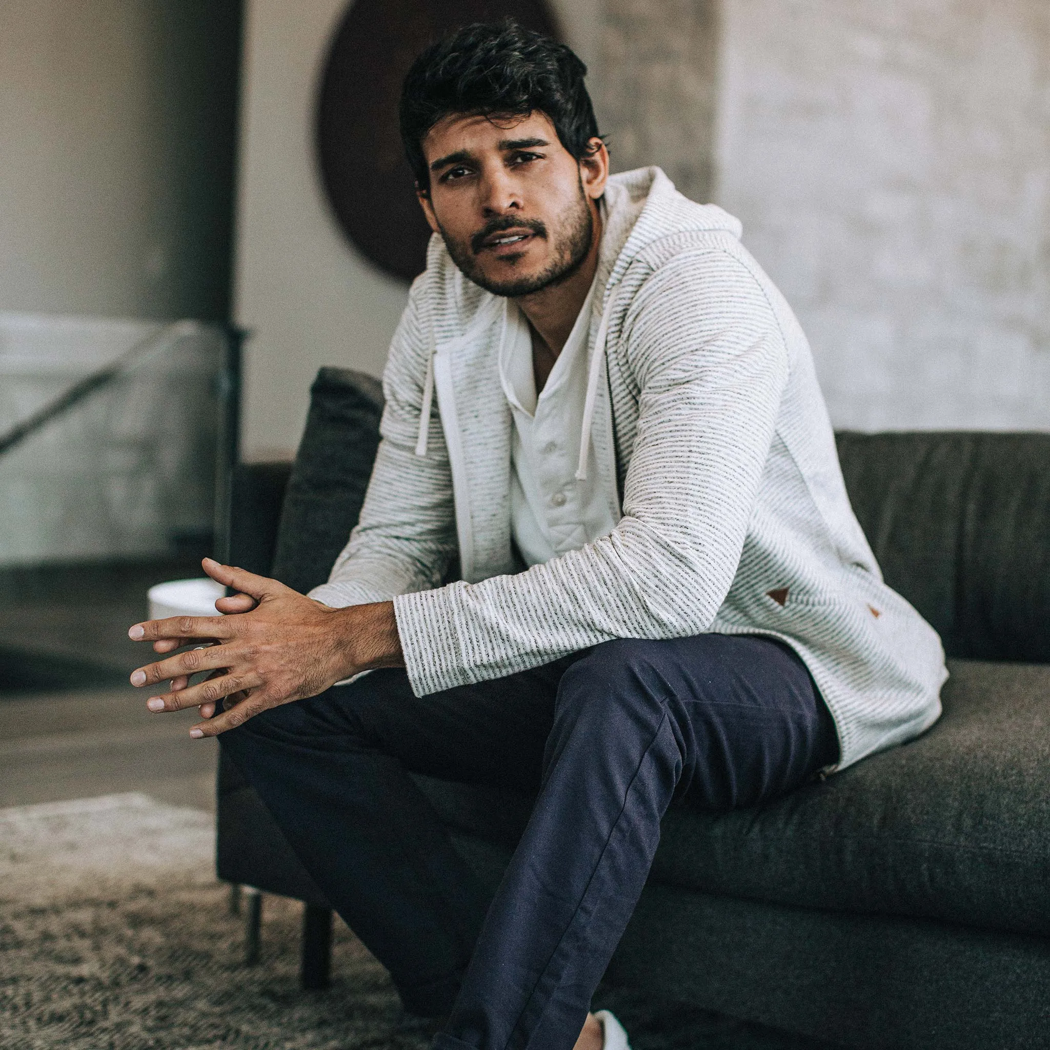 The Après Hoodie in Natural Hemp Stripe sold by Taylor Stitch product image thumbnail 3