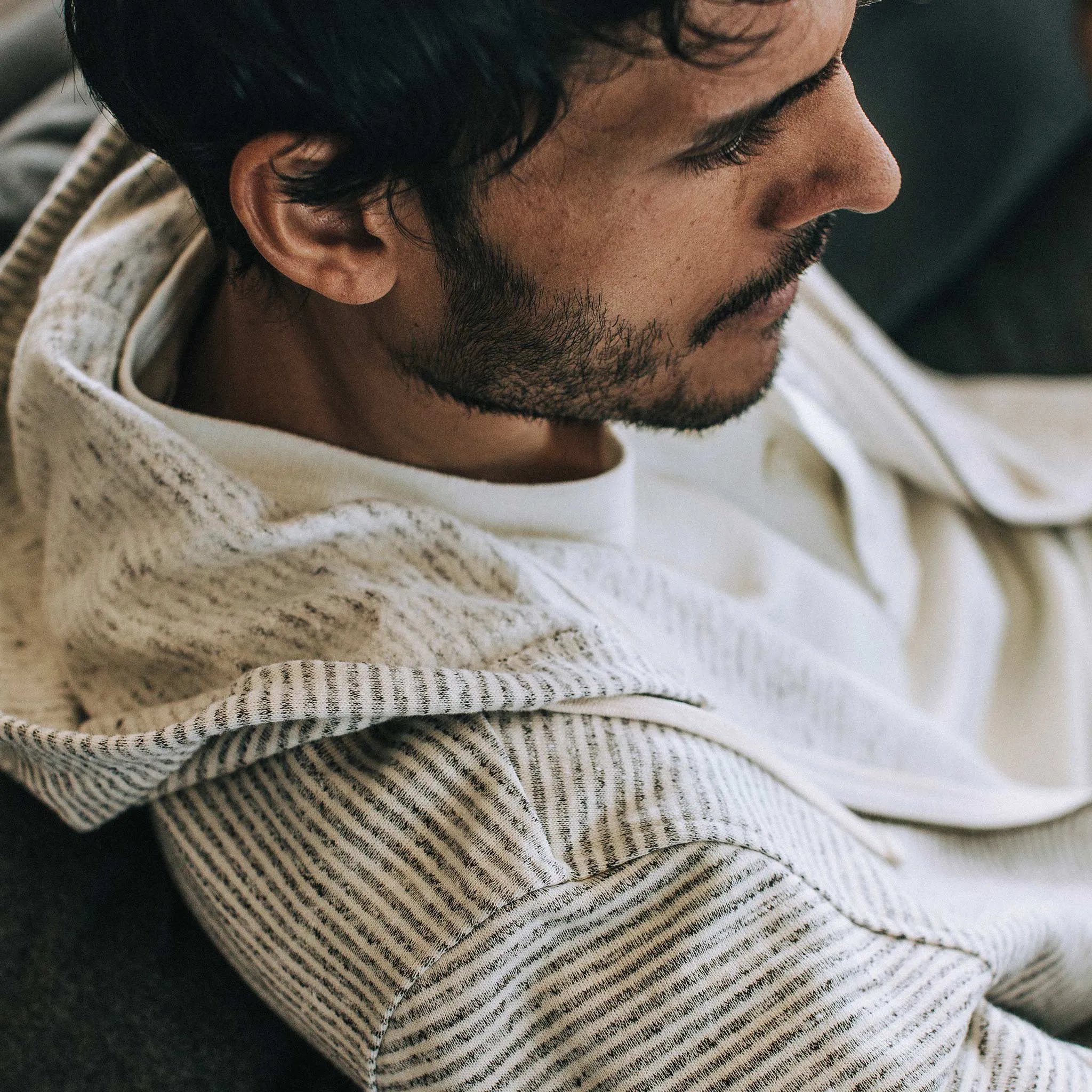 The Après Hoodie in Natural Hemp Stripe sold by Taylor Stitch product image thumbnail 4