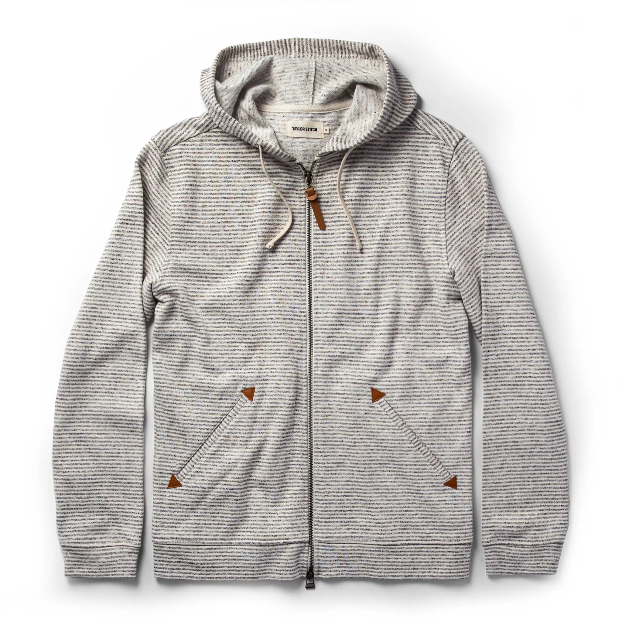 The Après Hoodie in Natural Hemp Stripe sold by Taylor Stitch