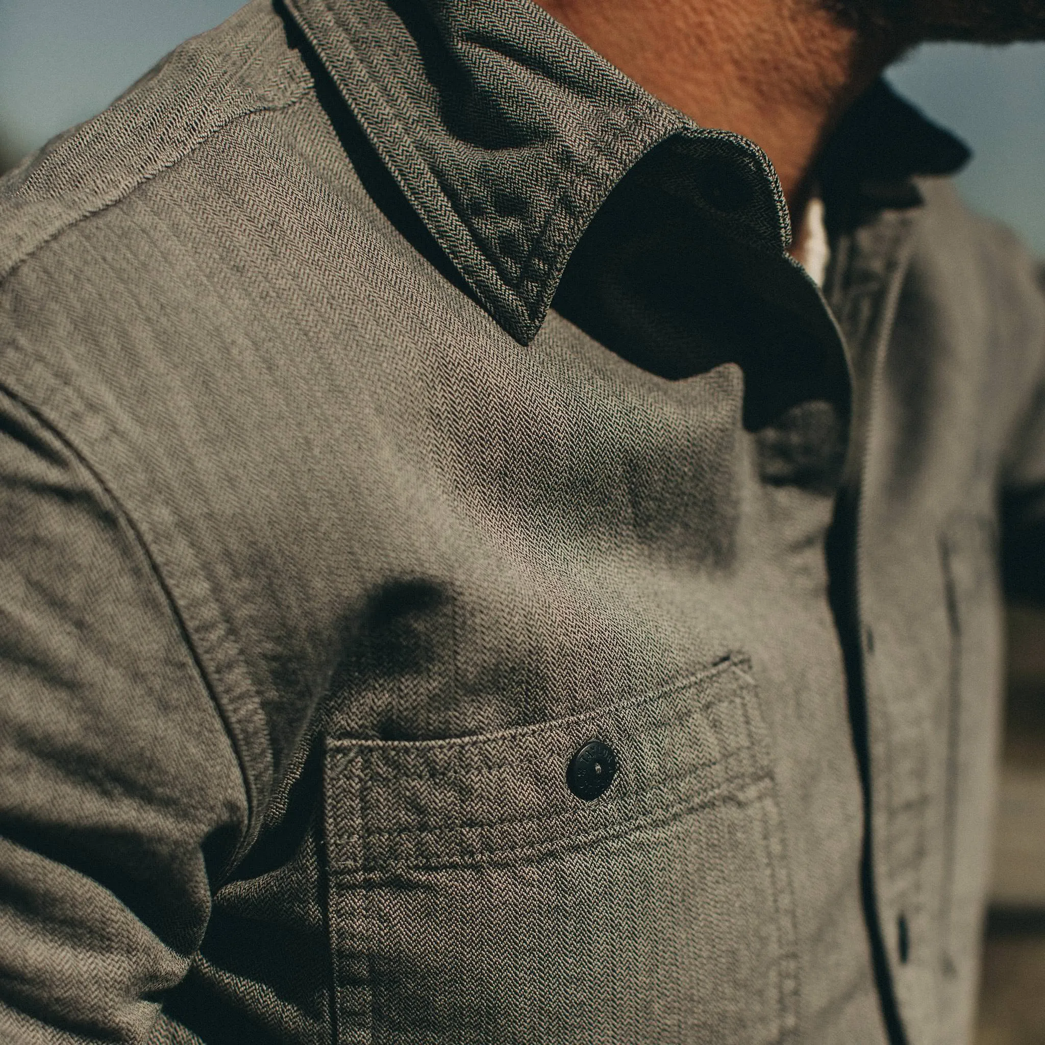 The Utility Shirt in Slate Broken Herringbone sold by Taylor Stitch product image thumbnail 4