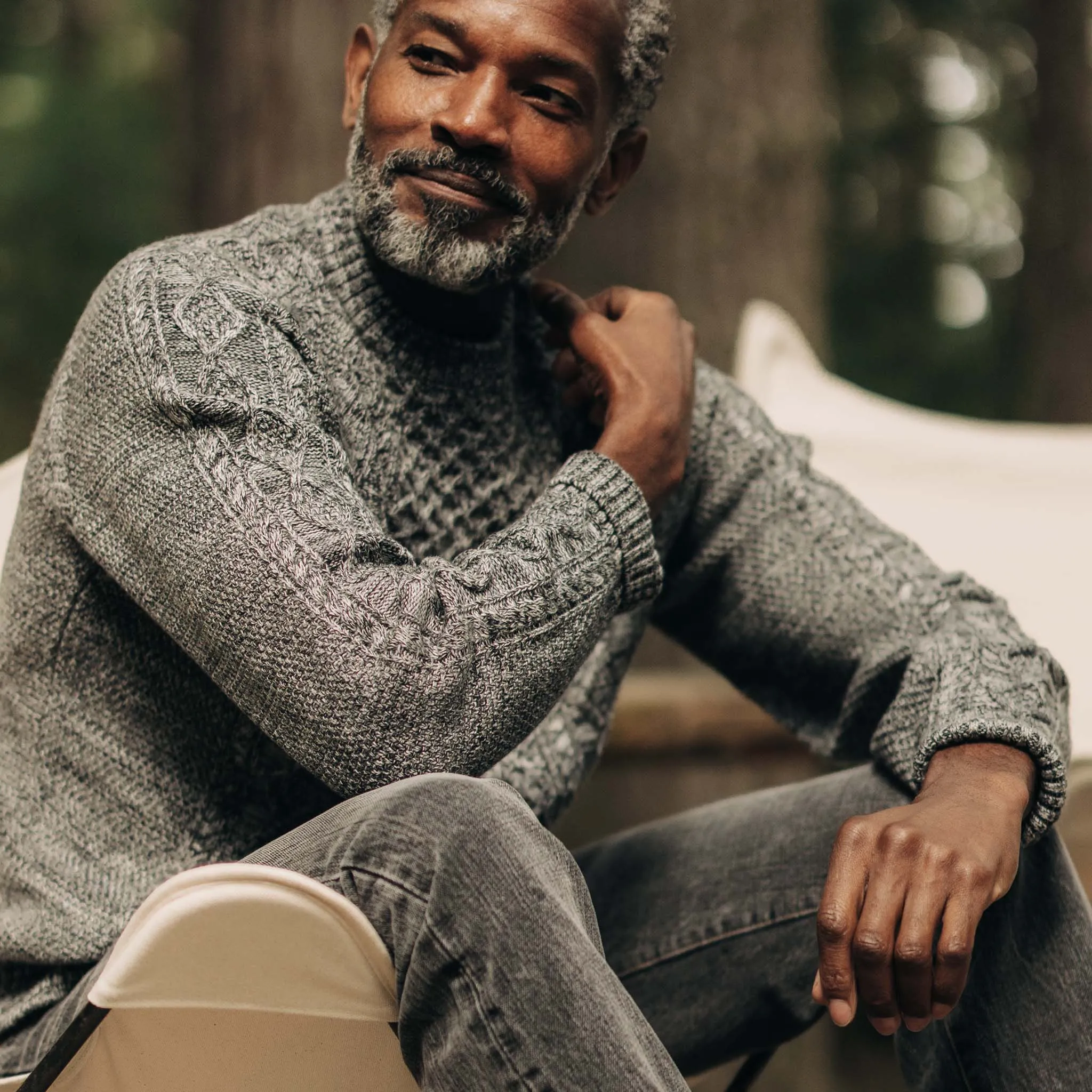 The Orr Sweater in Marled Coal Merino sold by Taylor Stitch product image thumbnail 3