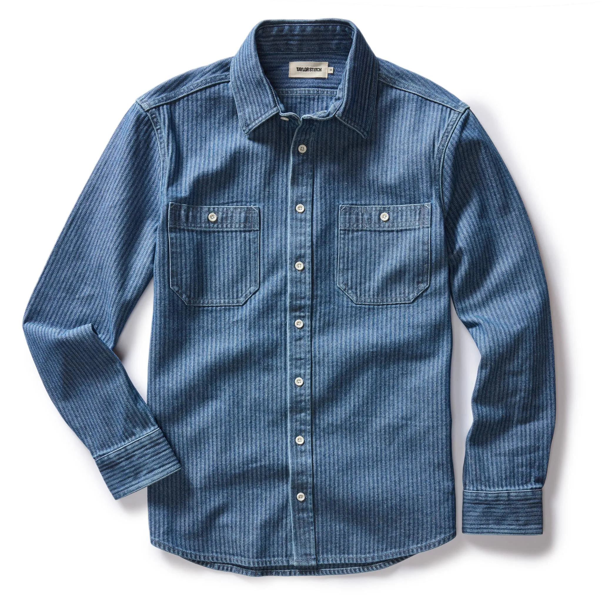 The Utility Shirt in Washed Indigo Herringbone sold by Taylor Stitch product image thumbnail 5
