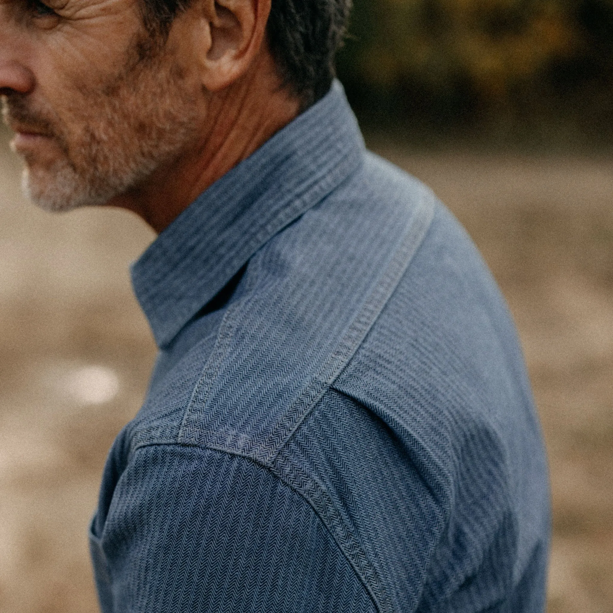 The Utility Shirt in Washed Indigo Herringbone sold by Taylor Stitch product image thumbnail 3
