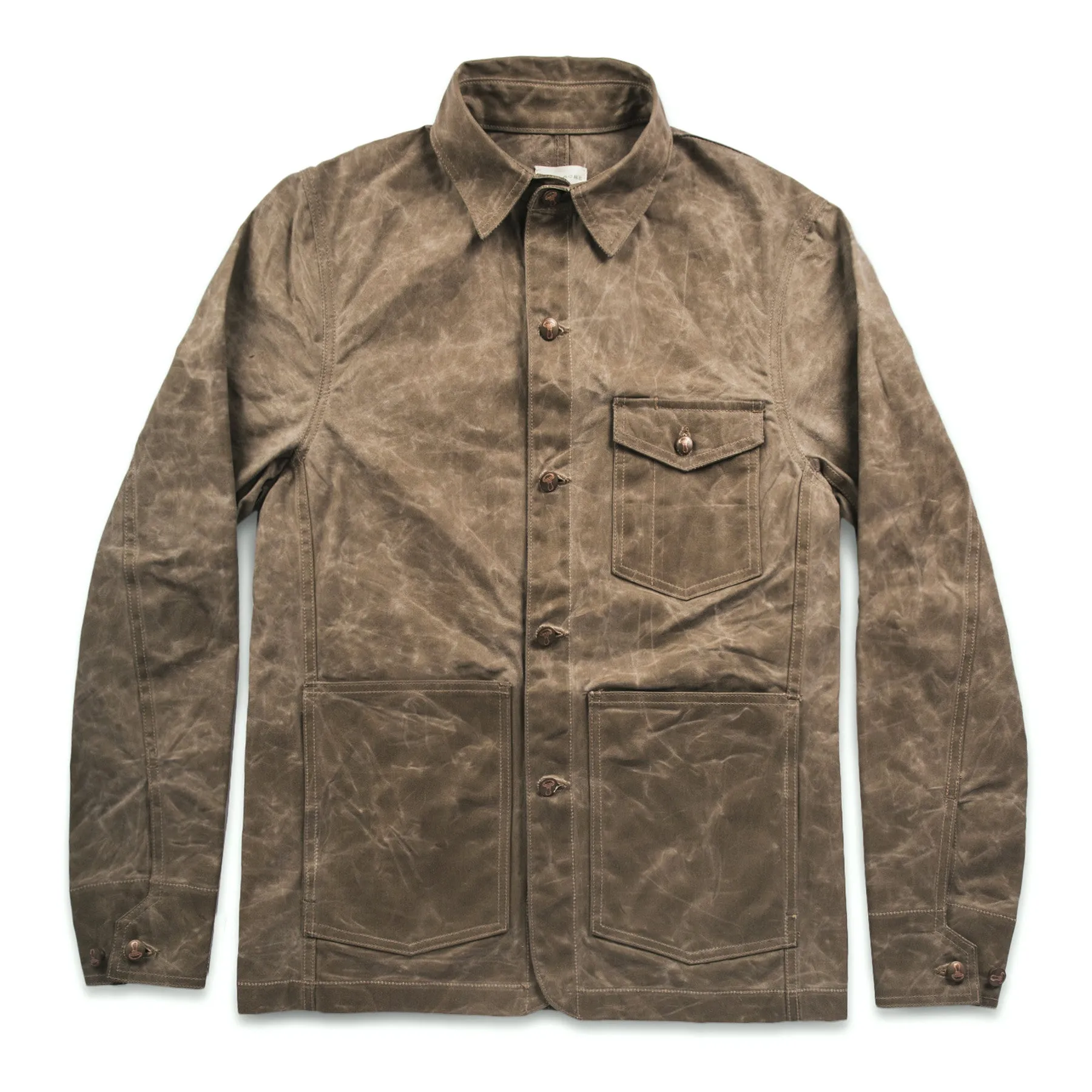 The Project Jacket in Field Tan Beeswaxed Canvas sold by Taylor Stitch
