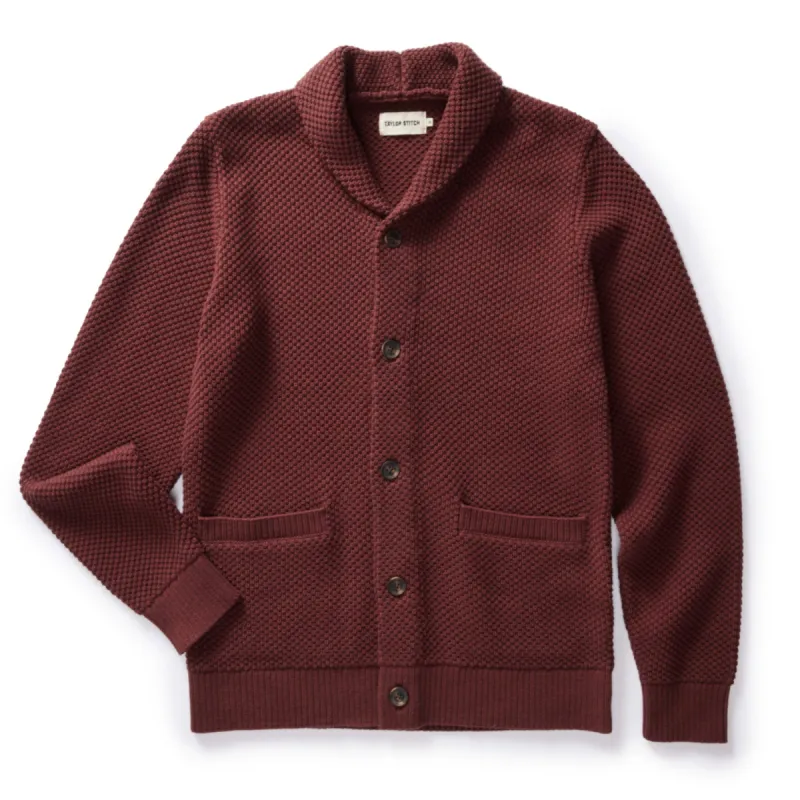 The Crawford Sweater in Black Cherry made by Taylor Stitch