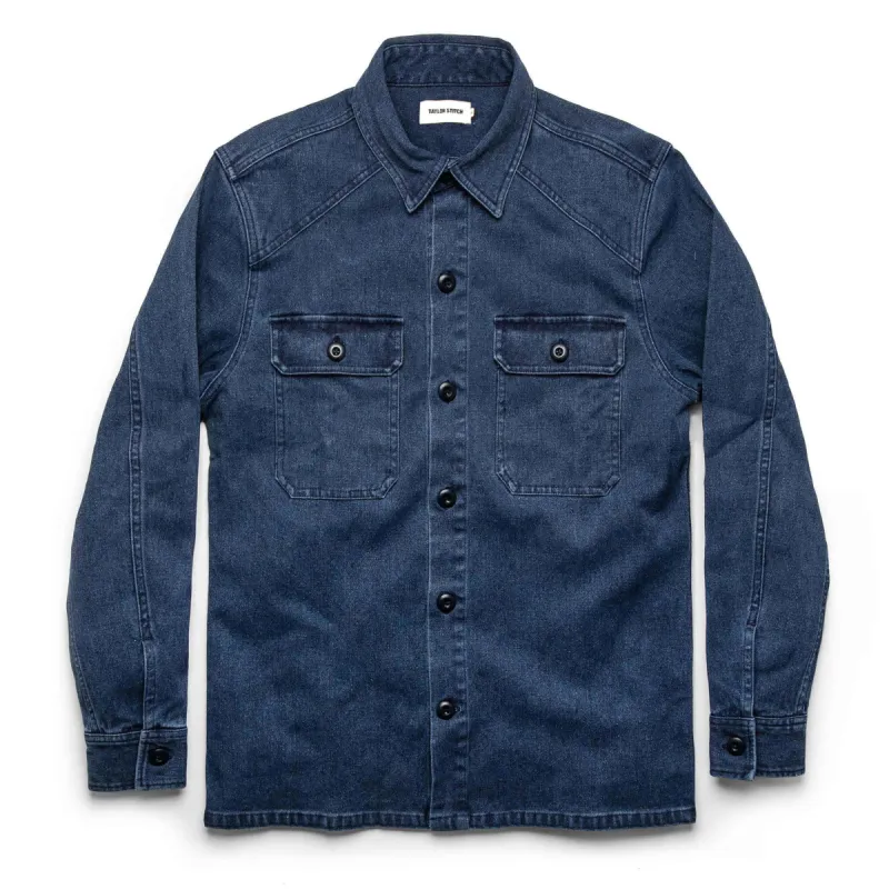 The Shop Shirt in Indigo Boss Duck made by Taylor Stitch