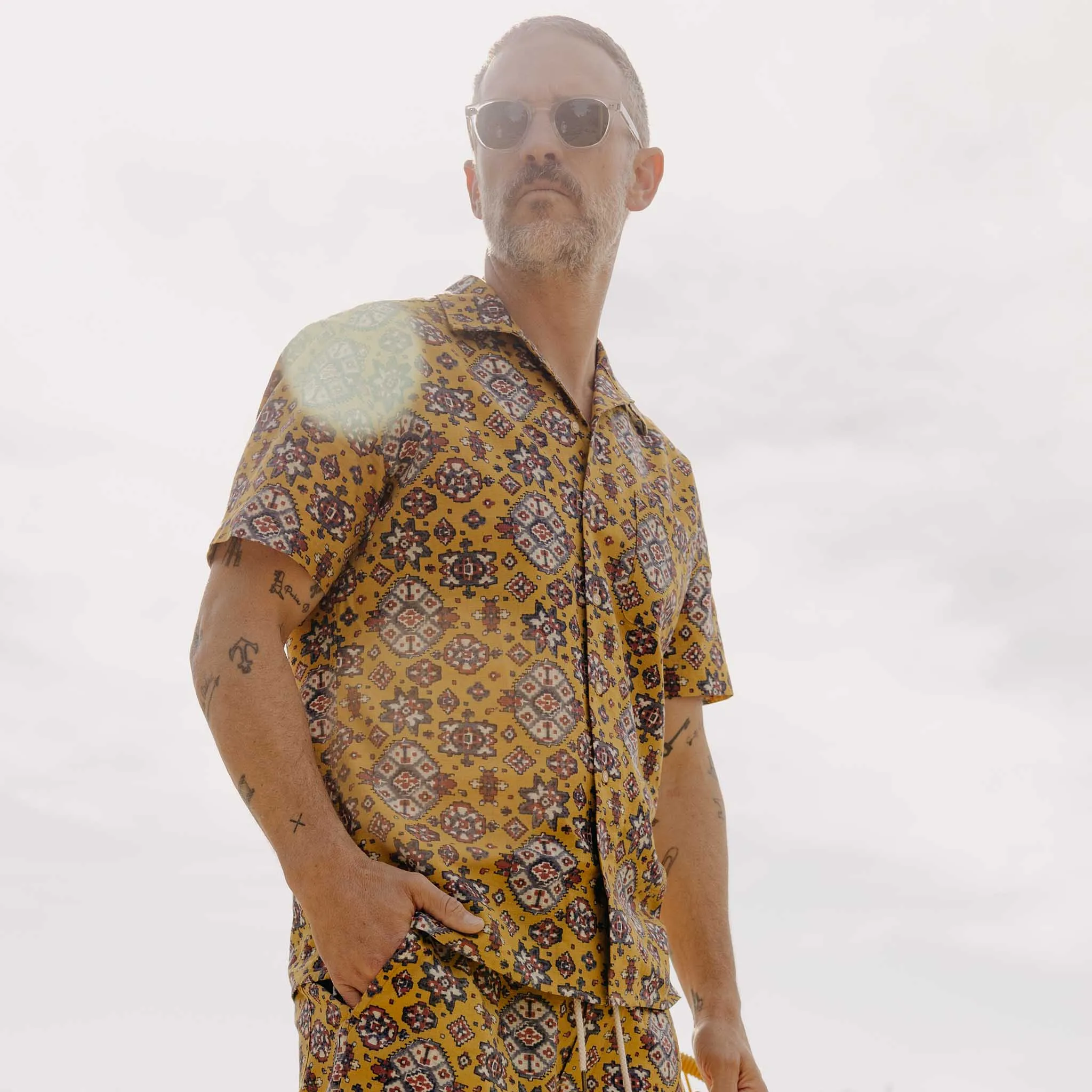 The Short Sleeve Davis Shirt in Tarnished Gold Print sold by Taylor Stitch product image thumbnail 2