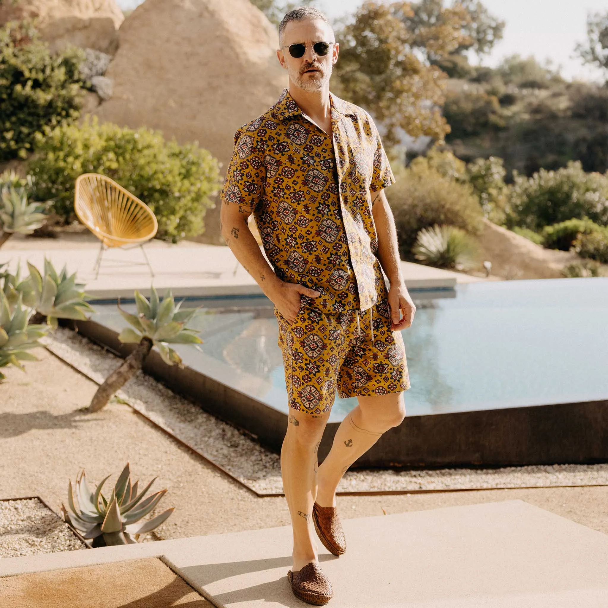 The Short Sleeve Davis Shirt in Tarnished Gold Print sold by Taylor Stitch product image thumbnail 4