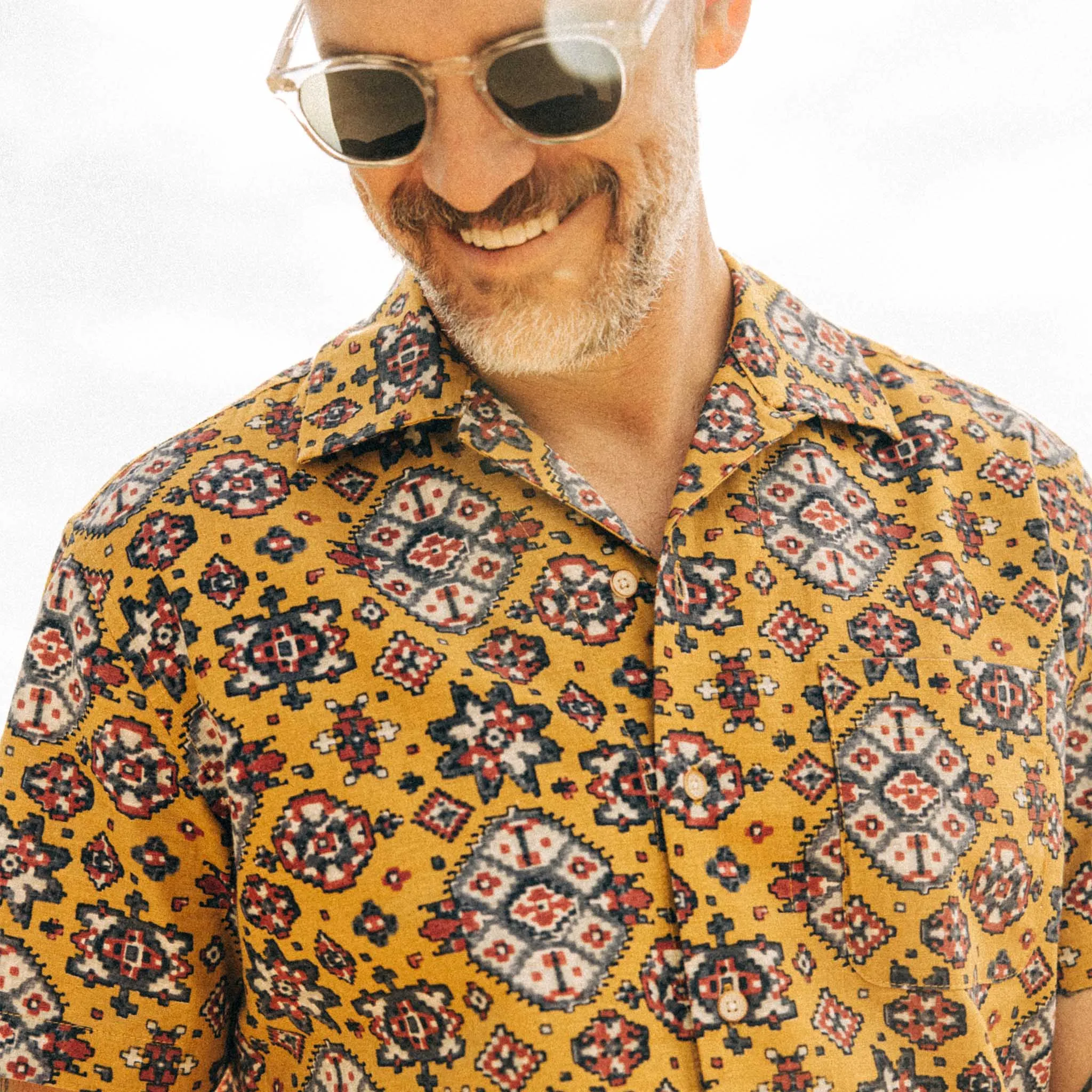 The Short Sleeve Davis Shirt in Tarnished Gold Print sold by Taylor Stitch product image thumbnail 3