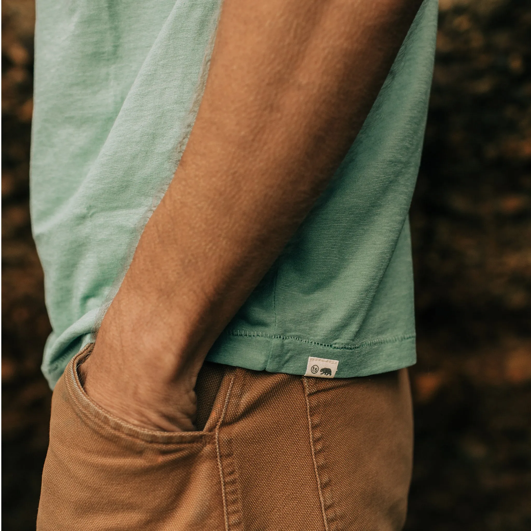 The Cotton Hemp Tee in Teal sold by Taylor Stitch product image thumbnail 4