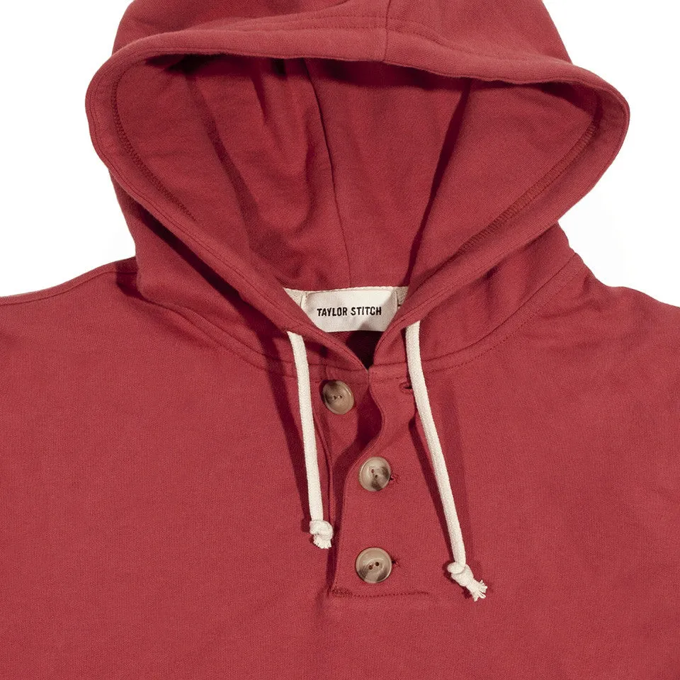 The Dusty Red 3 Button Hooded Sweatshirt sold by Taylor Stitch product image thumbnail 2