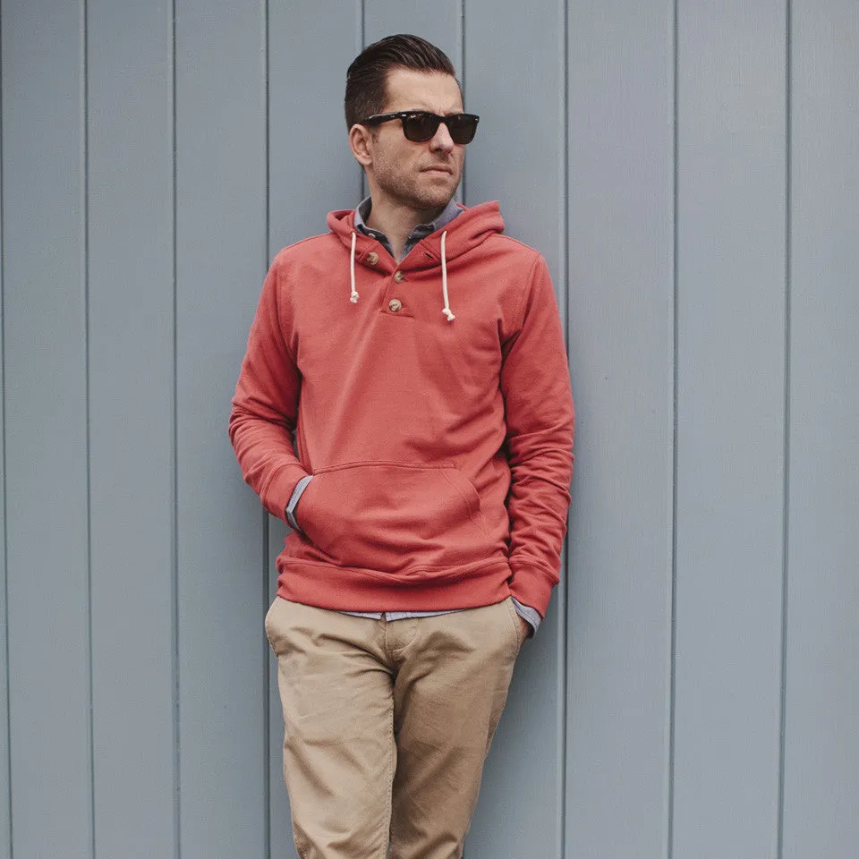 The Dusty Red 3 Button Hooded Sweatshirt sold by Taylor Stitch product image thumbnail 3