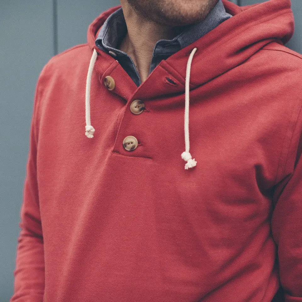 The Dusty Red 3 Button Hooded Sweatshirt sold by Taylor Stitch product image thumbnail 4