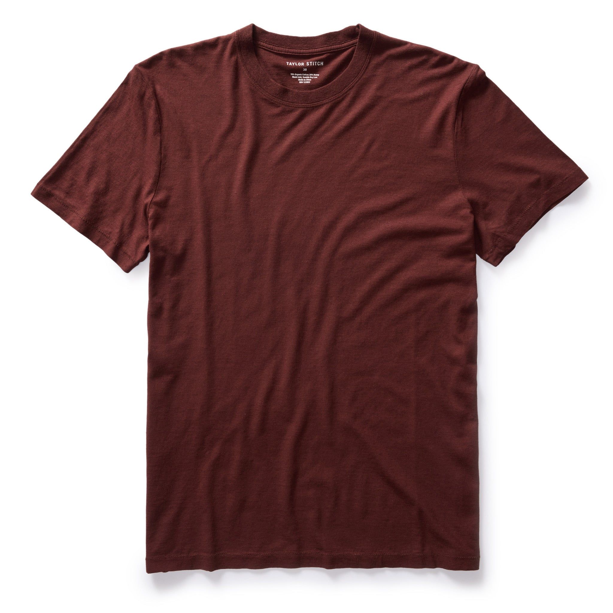 The Cotton Hemp Tee in Black Cherry sold by Taylor Stitch