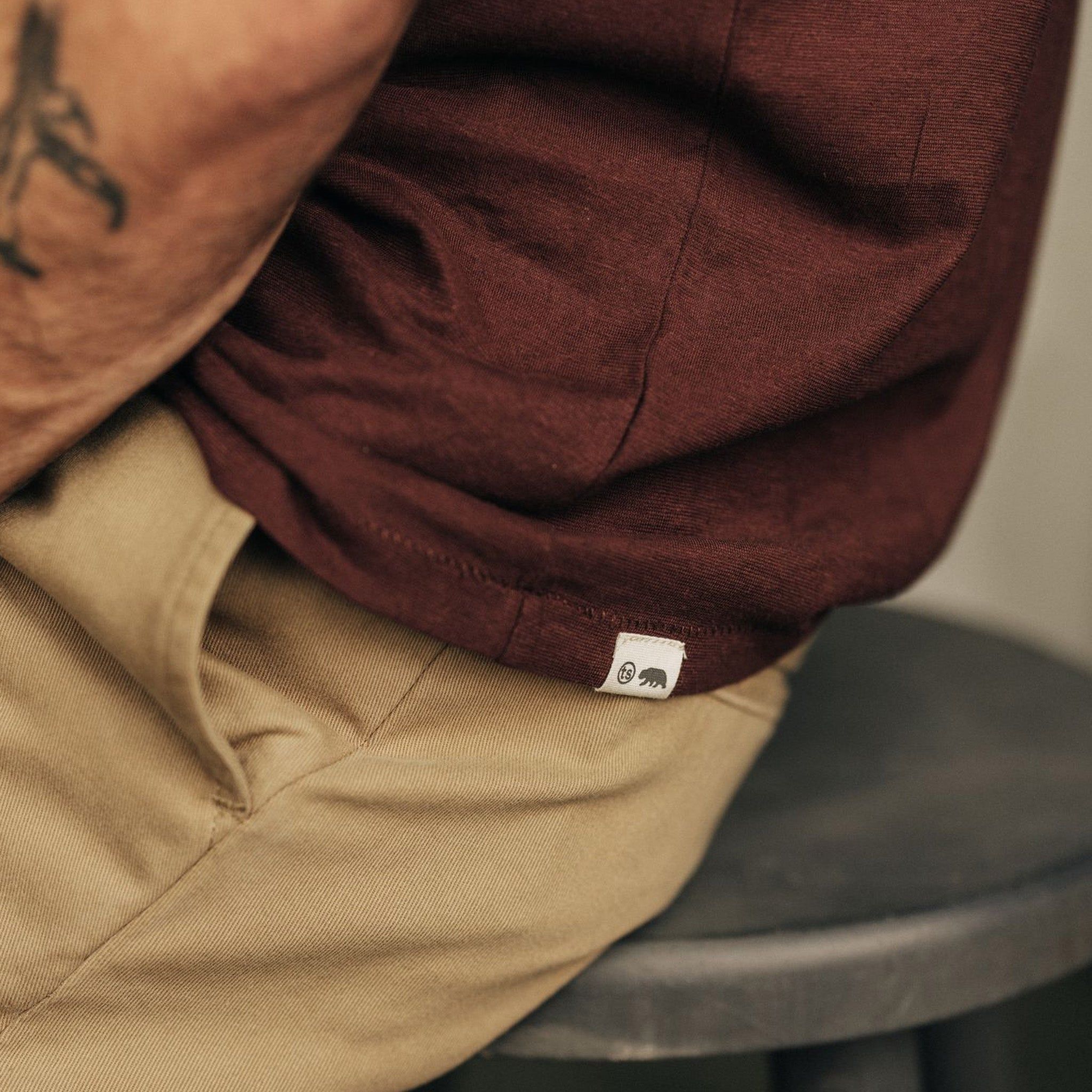 The Cotton Hemp Tee in Black Cherry sold by Taylor Stitch product image thumbnail 4