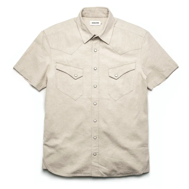 The Short Sleeve Western in Natural Herringbone sold by Taylor Stitch