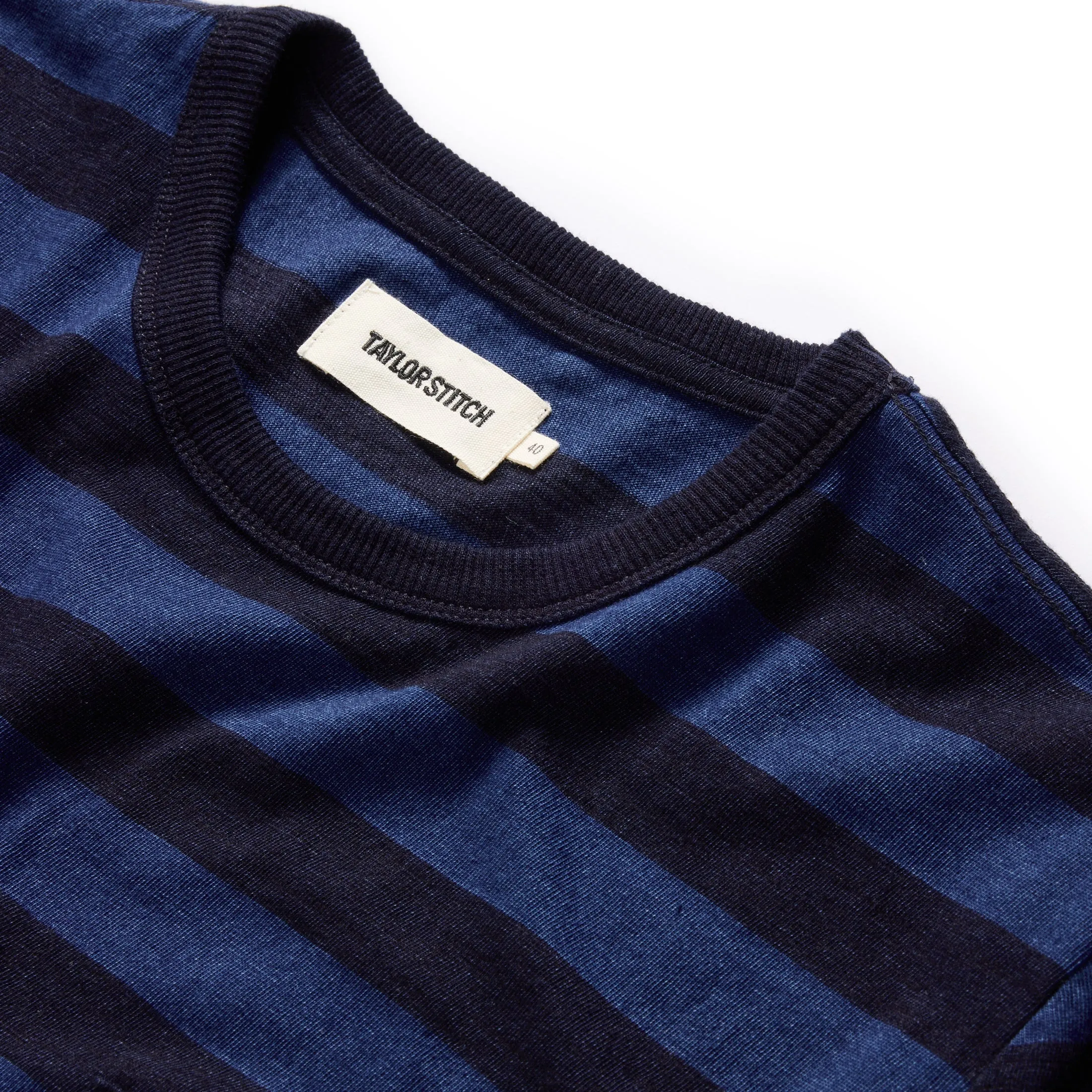 The Organic Cotton Tee in Indigo Yarn Dye Stripe sold by Taylor Stitch product image thumbnail 5
