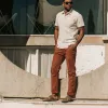 The Camp Pant in Rust Reverse Sateen sold by Taylor Stitch