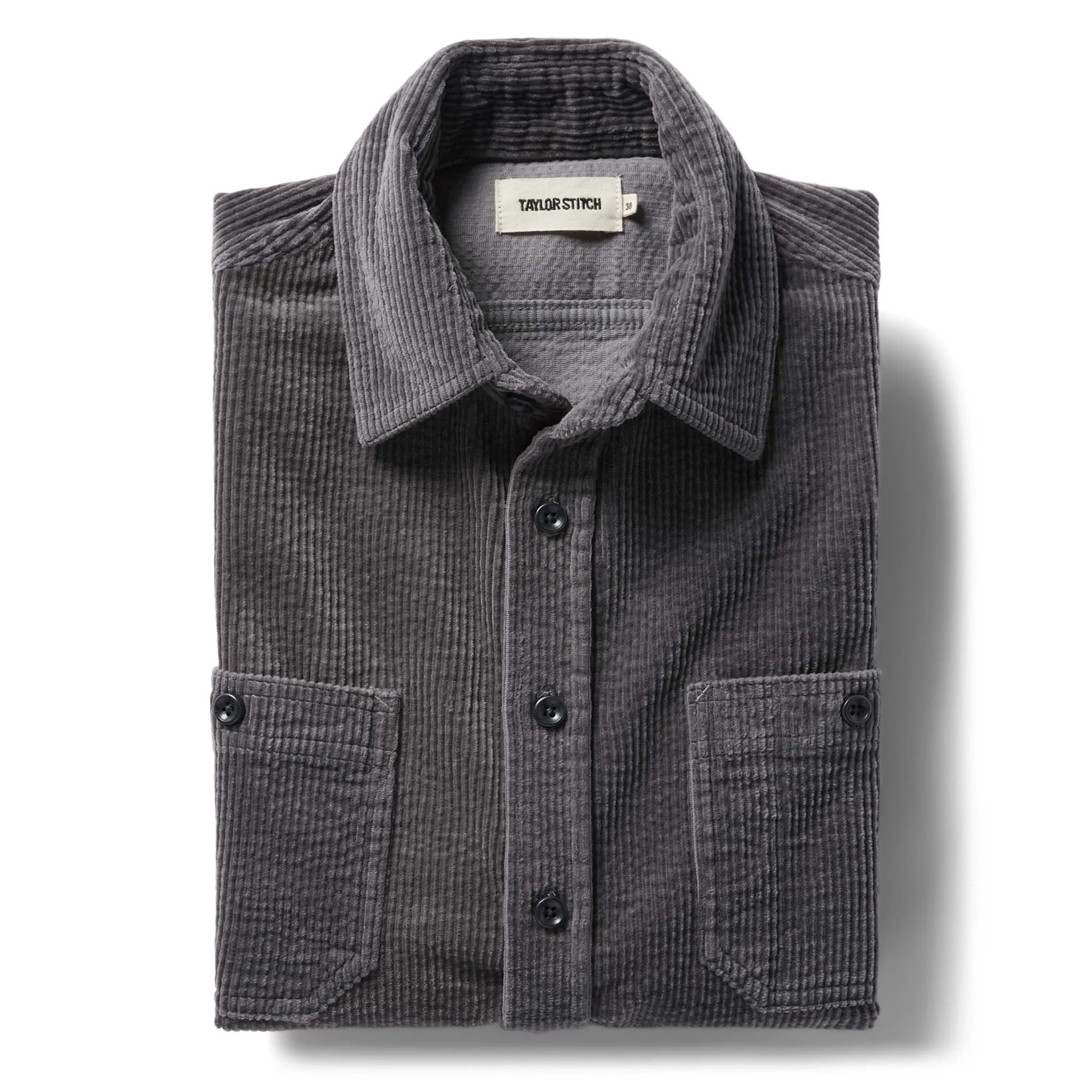 The Utility Shirt in Dark Charcoal Crepe Cord sold by Taylor Stitch