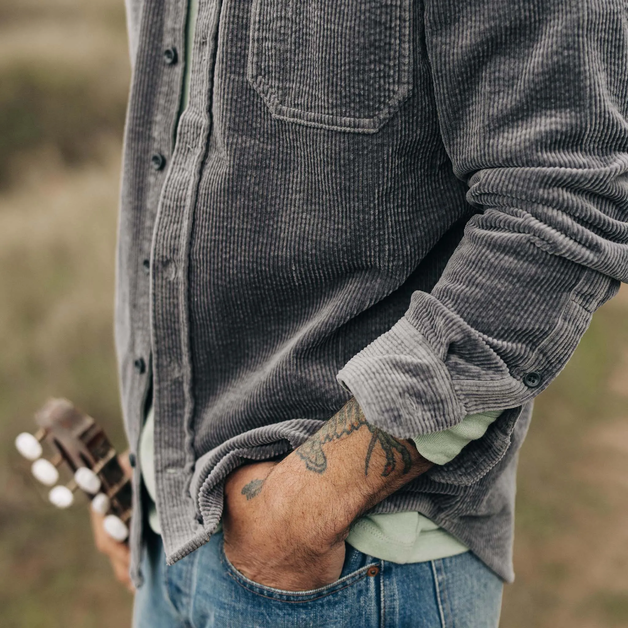 The Utility Shirt in Dark Charcoal Crepe Cord sold by Taylor Stitch product image thumbnail 4