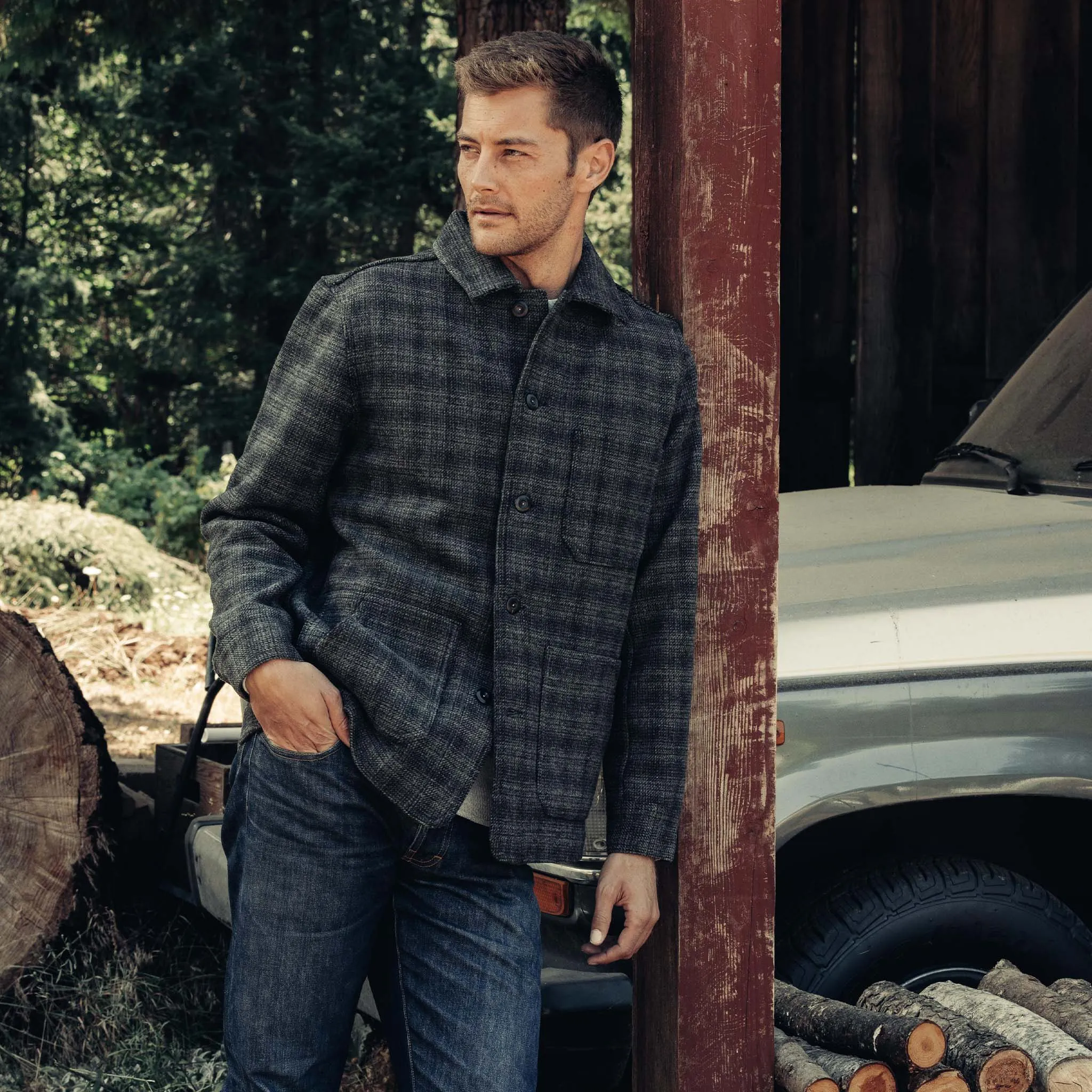 The Ojai Jacket in Ash Plaid Wool sold by Taylor Stitch product image thumbnail 2