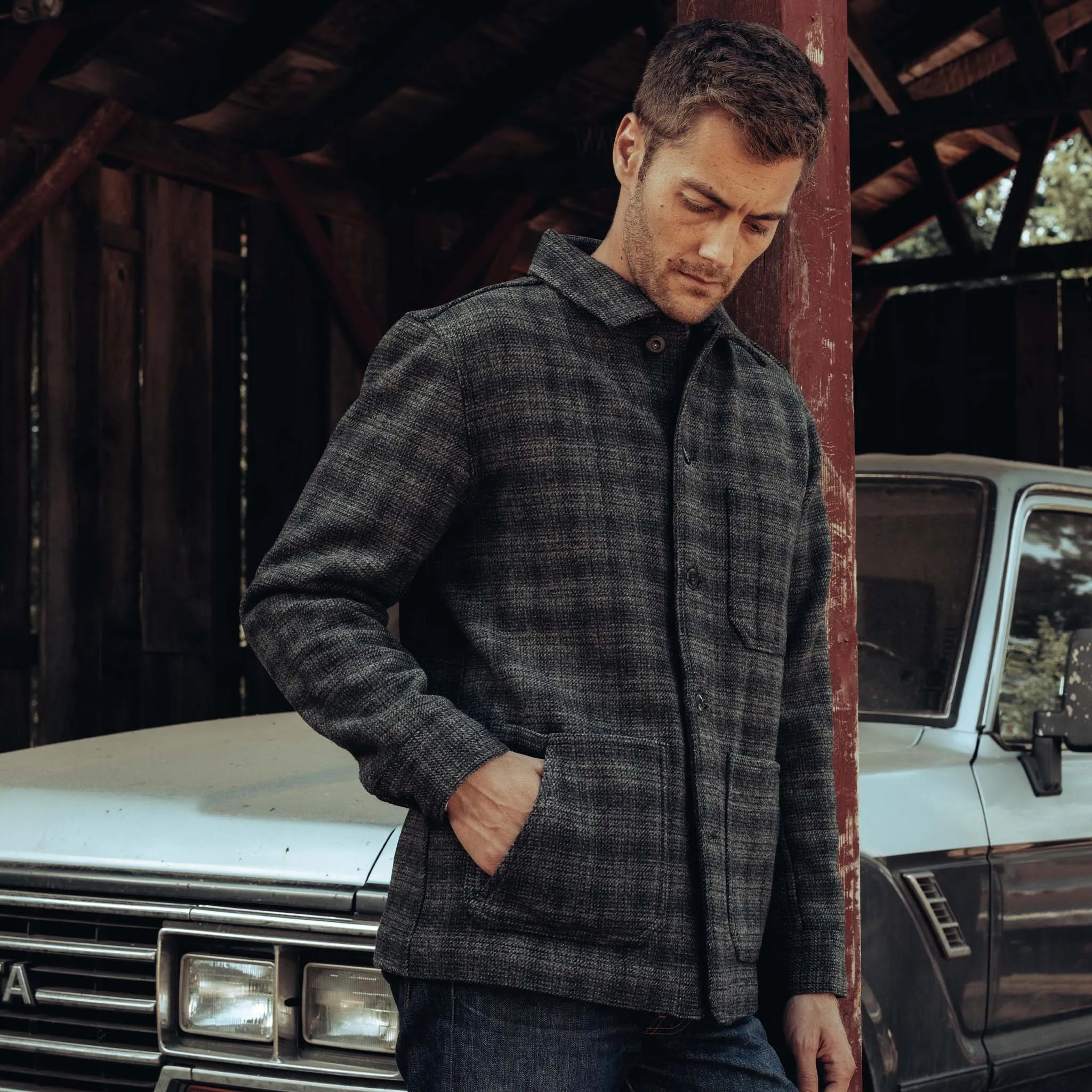 The Ojai Jacket in Ash Plaid Wool sold by Taylor Stitch product image thumbnail 4