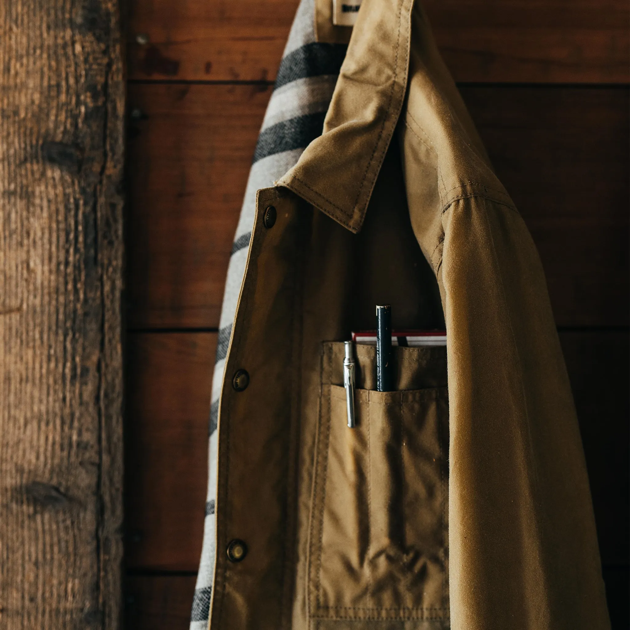 The Lined Longshore Jacket in Harvest Tan Waxed Canvas sold by Taylor Stitch product image thumbnail 5
