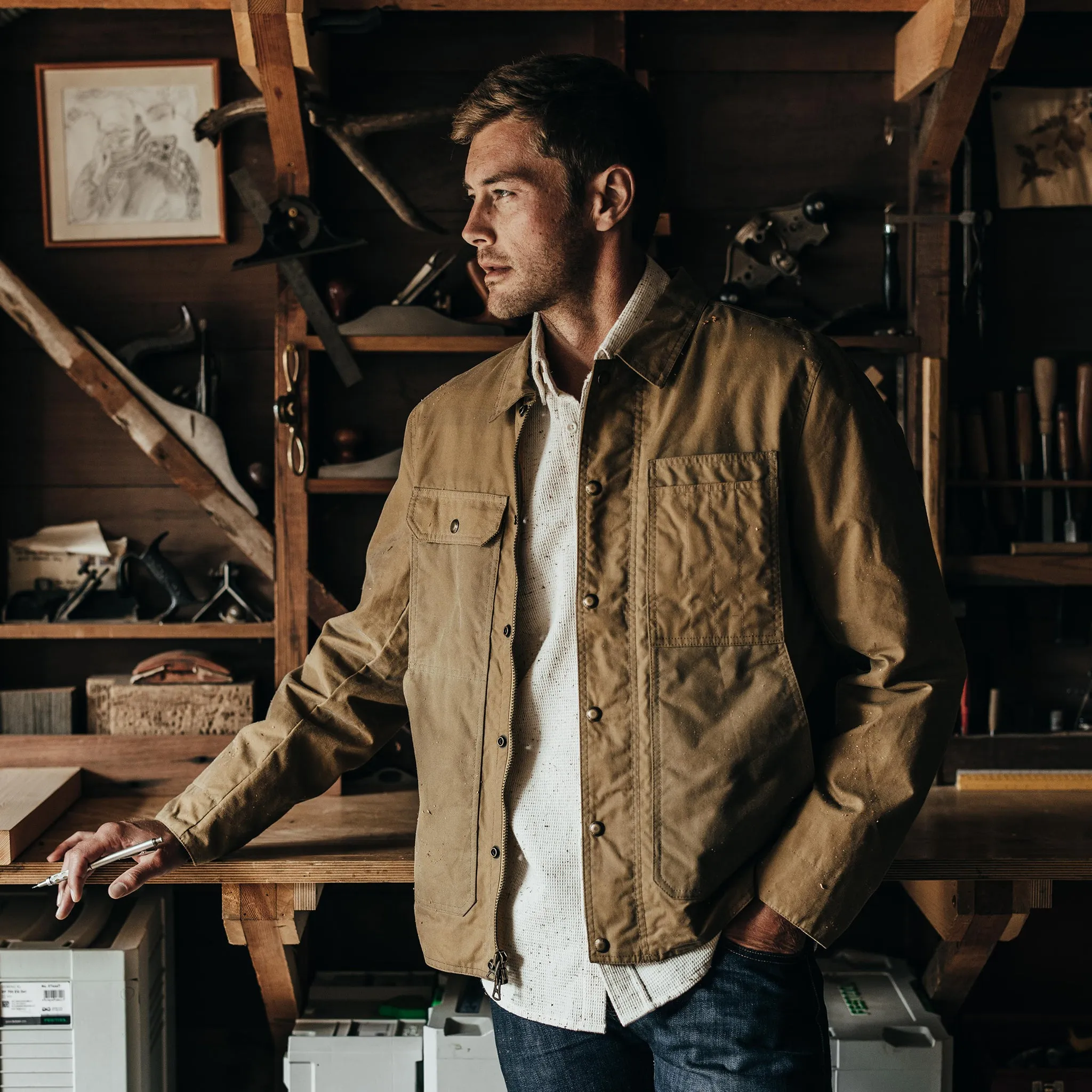 The Lined Longshore Jacket in Harvest Tan Waxed Canvas sold by Taylor Stitch product image thumbnail 2
