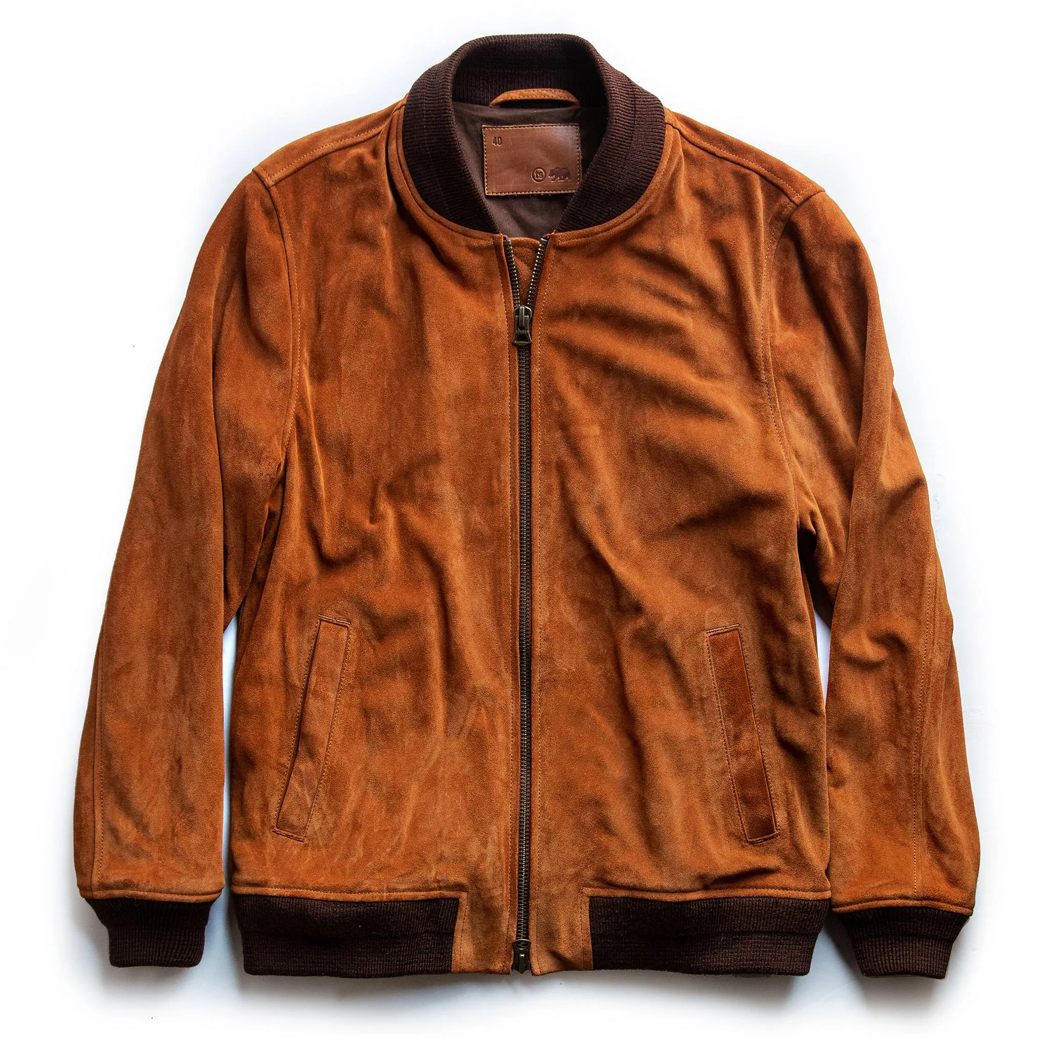 The Bomber Jacket in Whiskey Suede sold by Taylor Stitch