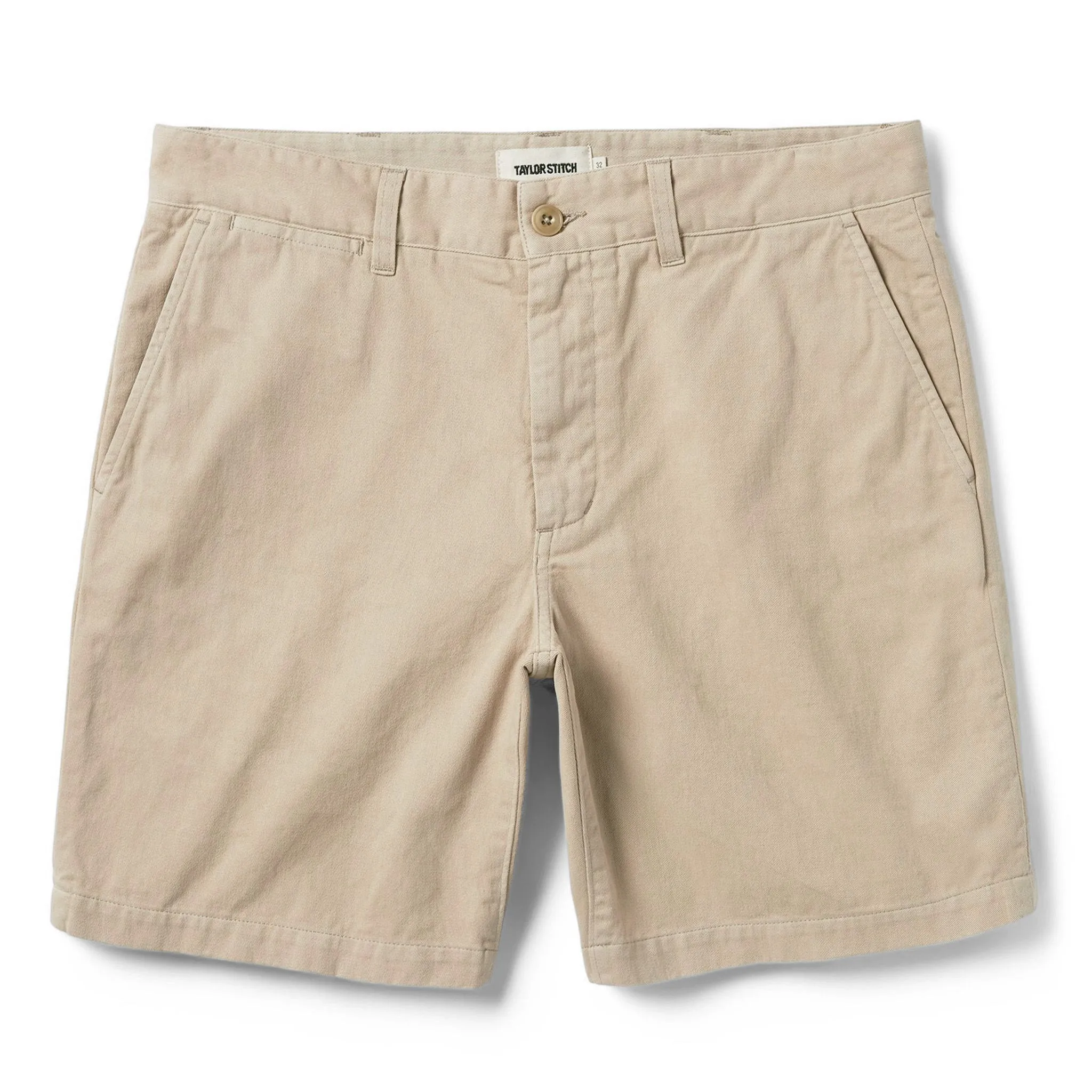 The Foundation Short in Khaki Twill sold by Taylor Stitch