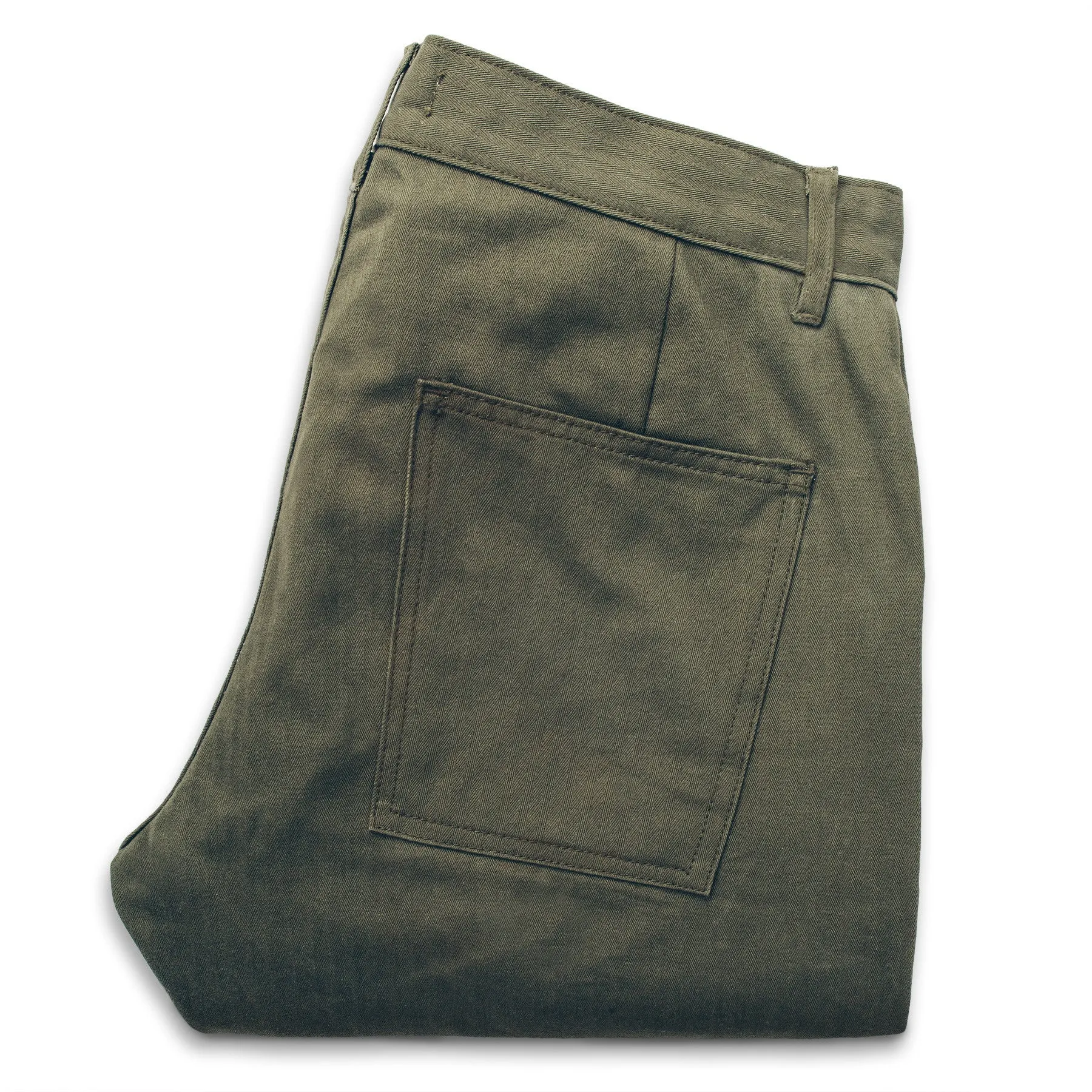 The Camp Pant in Olive Drab Herringbone sold by Taylor Stitch product image thumbnail 4