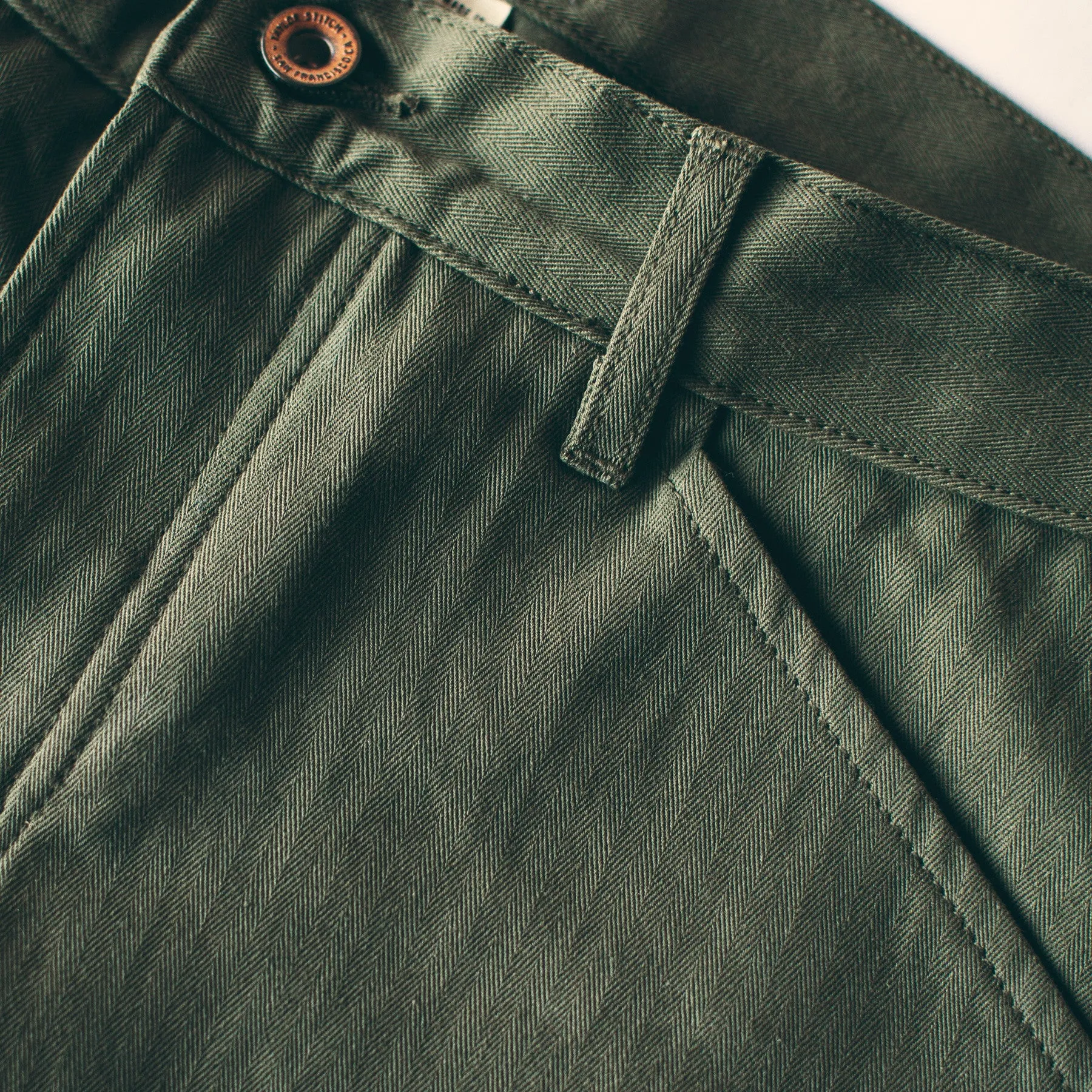 The Camp Pant in Olive Drab Herringbone sold by Taylor Stitch product image thumbnail 3