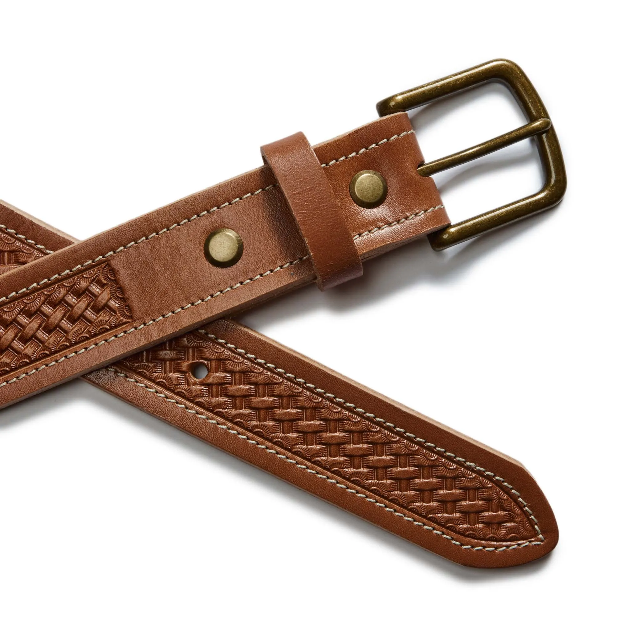 The Tooled Belt in Saddle Tan sold by Taylor Stitch product image thumbnail 5