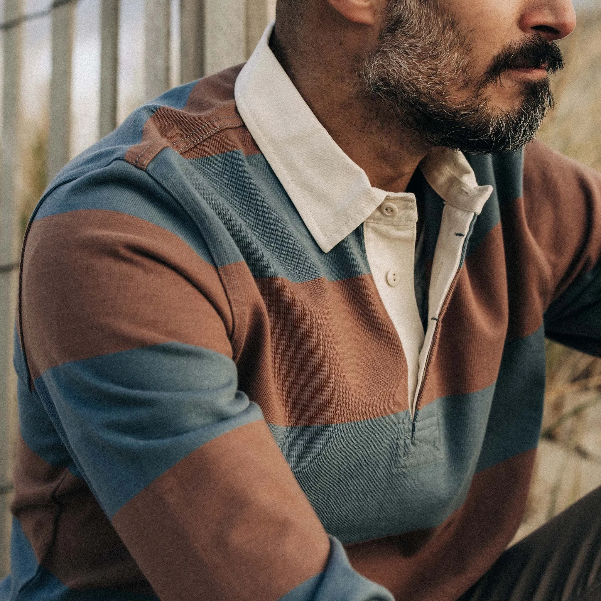 The Rugby Shirt in Faded Brick Stripe sold by Taylor Stitch product image thumbnail 3