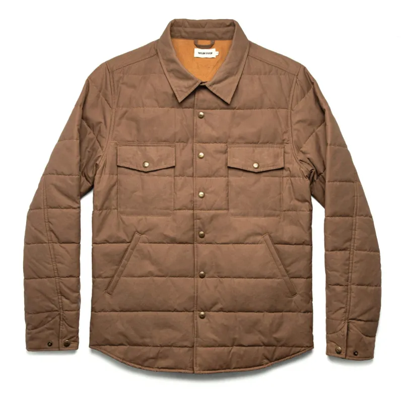 The Garrison Shirt Jacket in British Khaki Dry Wax sold by Taylor Stitch