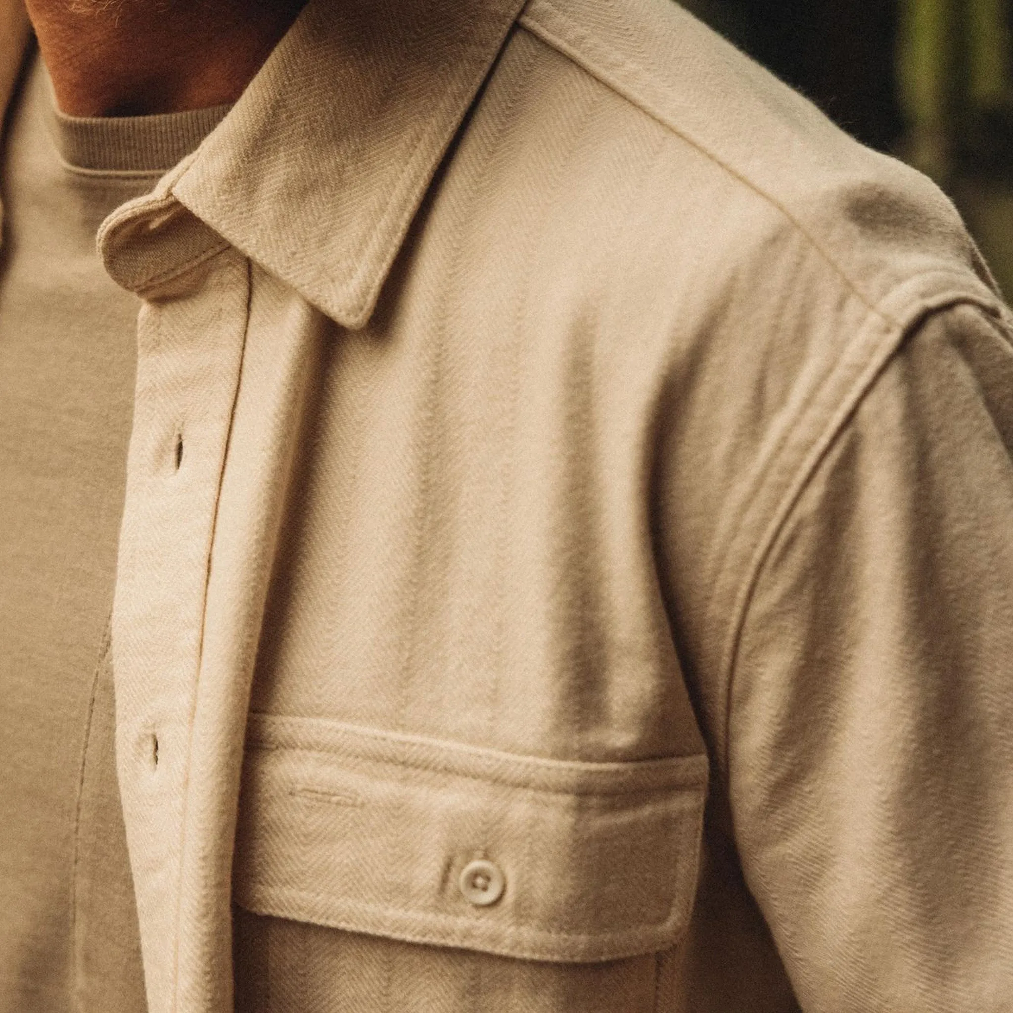 The Ledge Shirt in Oyster Herringbone sold by Taylor Stitch product image thumbnail 3