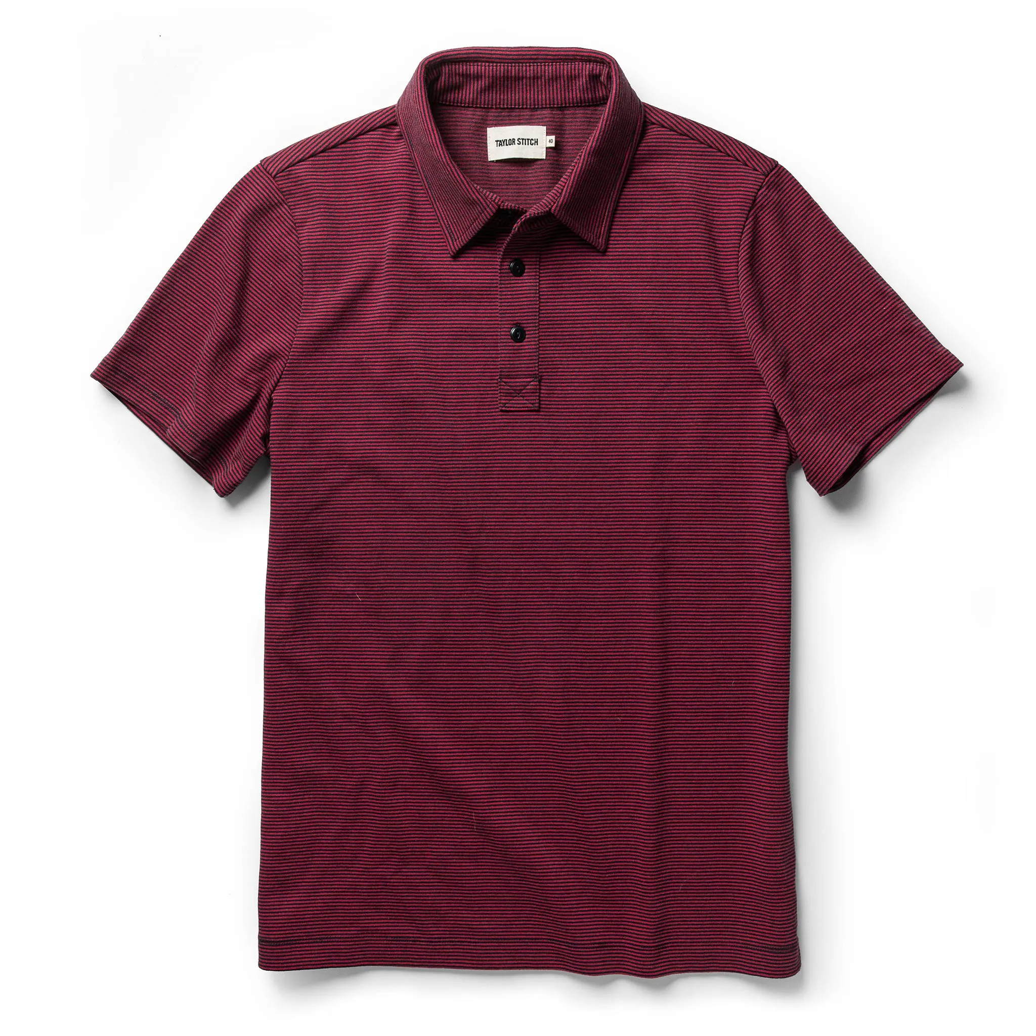 The Heavy Bag Polo in Red Stripe sold by Taylor Stitch