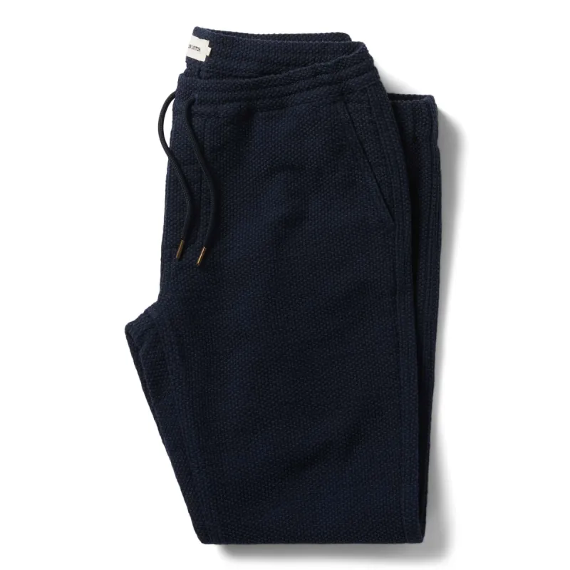The Apres Pant in Navy Sashiko sold by Taylor Stitch