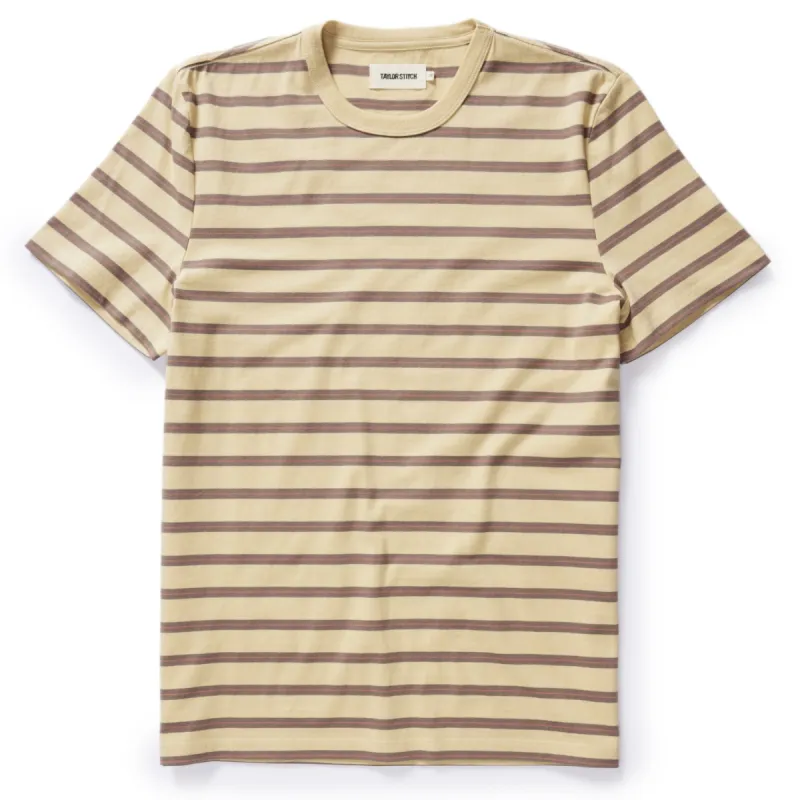 The Organic Cotton Tee in Vintage Gold Stripe sold by Taylor Stitch