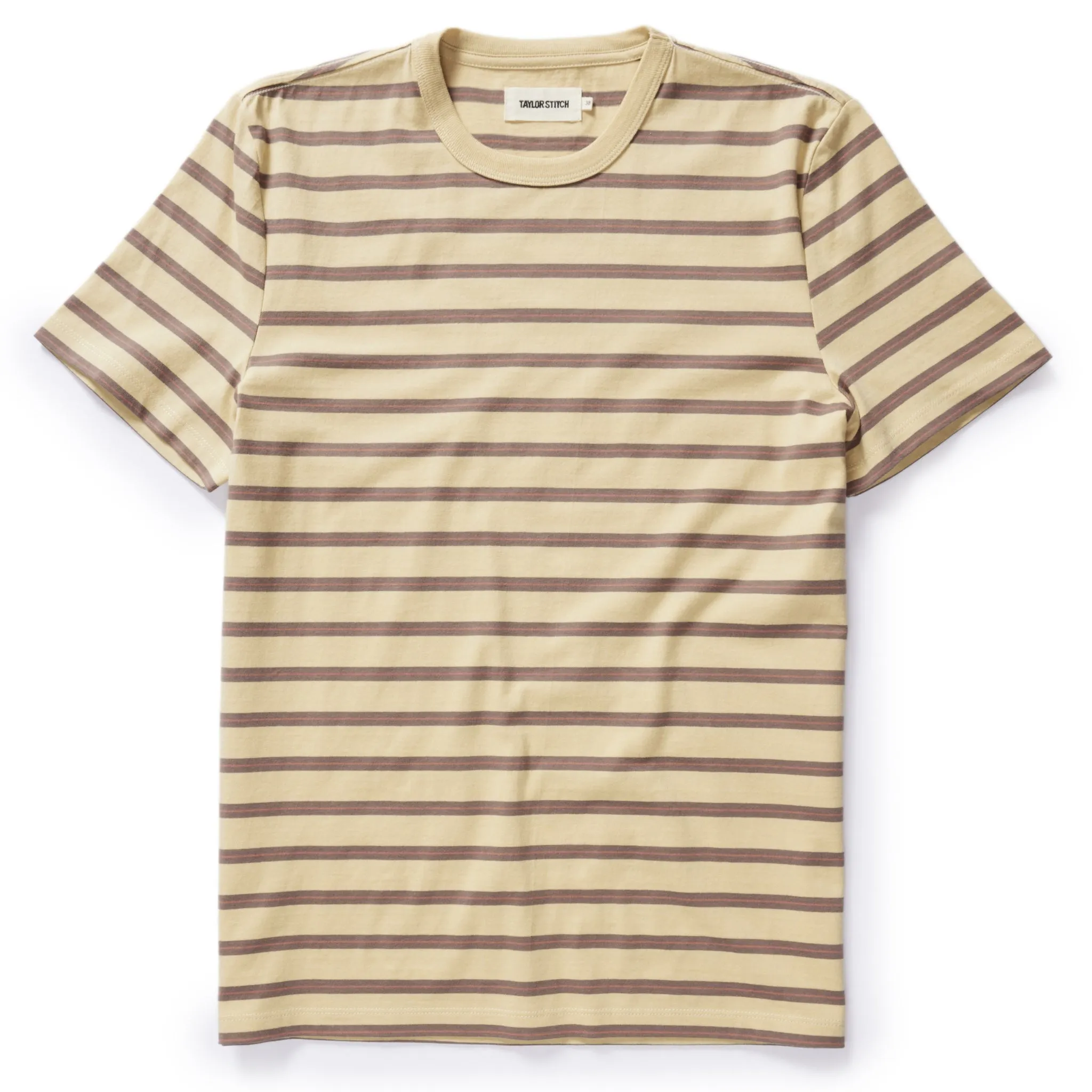The Organic Cotton Tee in Vintage Gold Stripe sold by Taylor Stitch