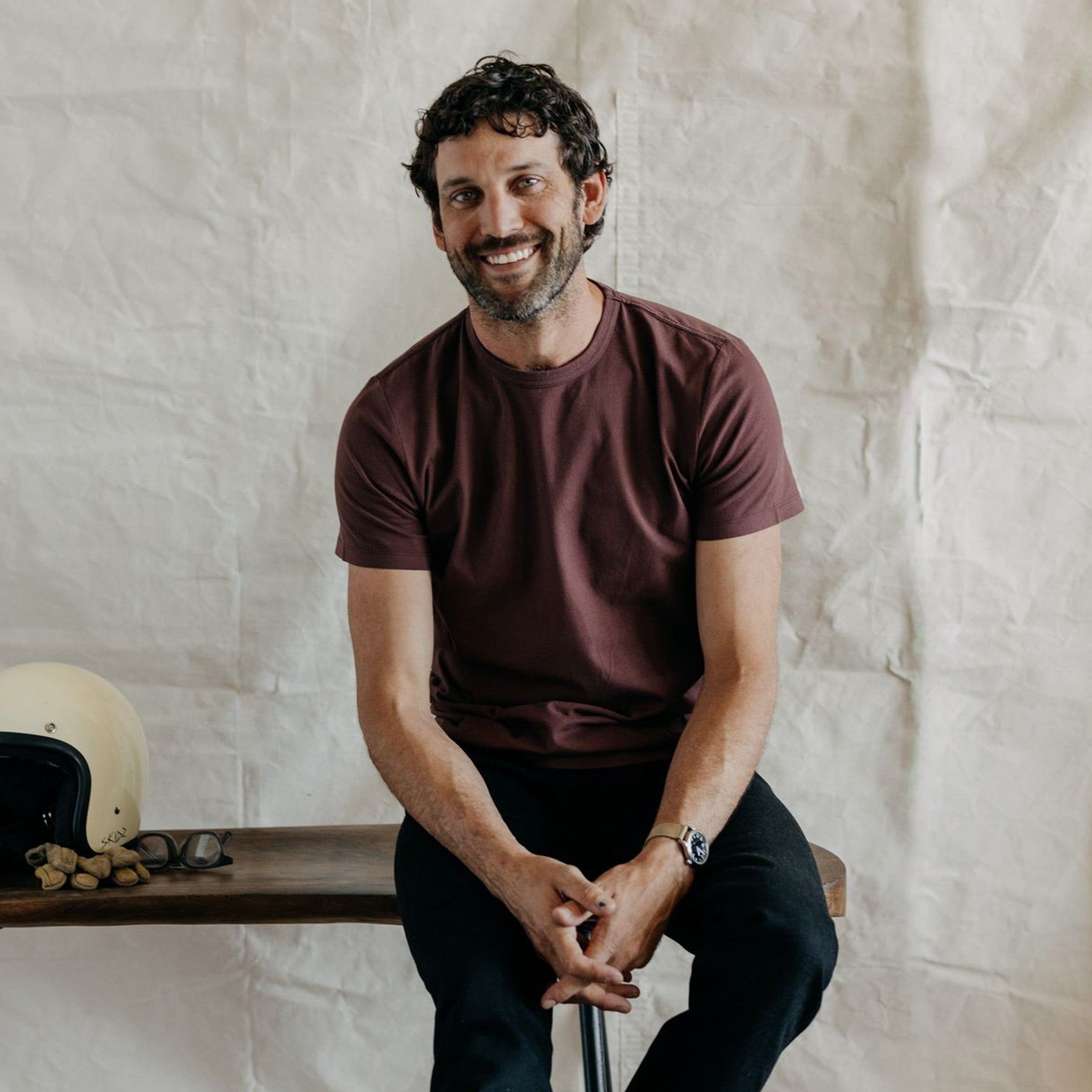The Organic Cotton Tee in Burgundy sold by Taylor Stitch product image thumbnail 4