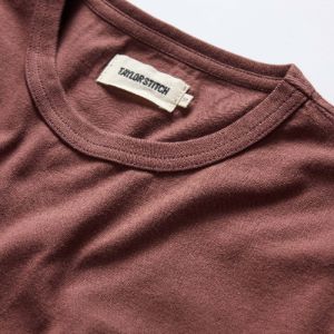 The Organic Cotton Tee in Burgundy sold by Taylor Stitch