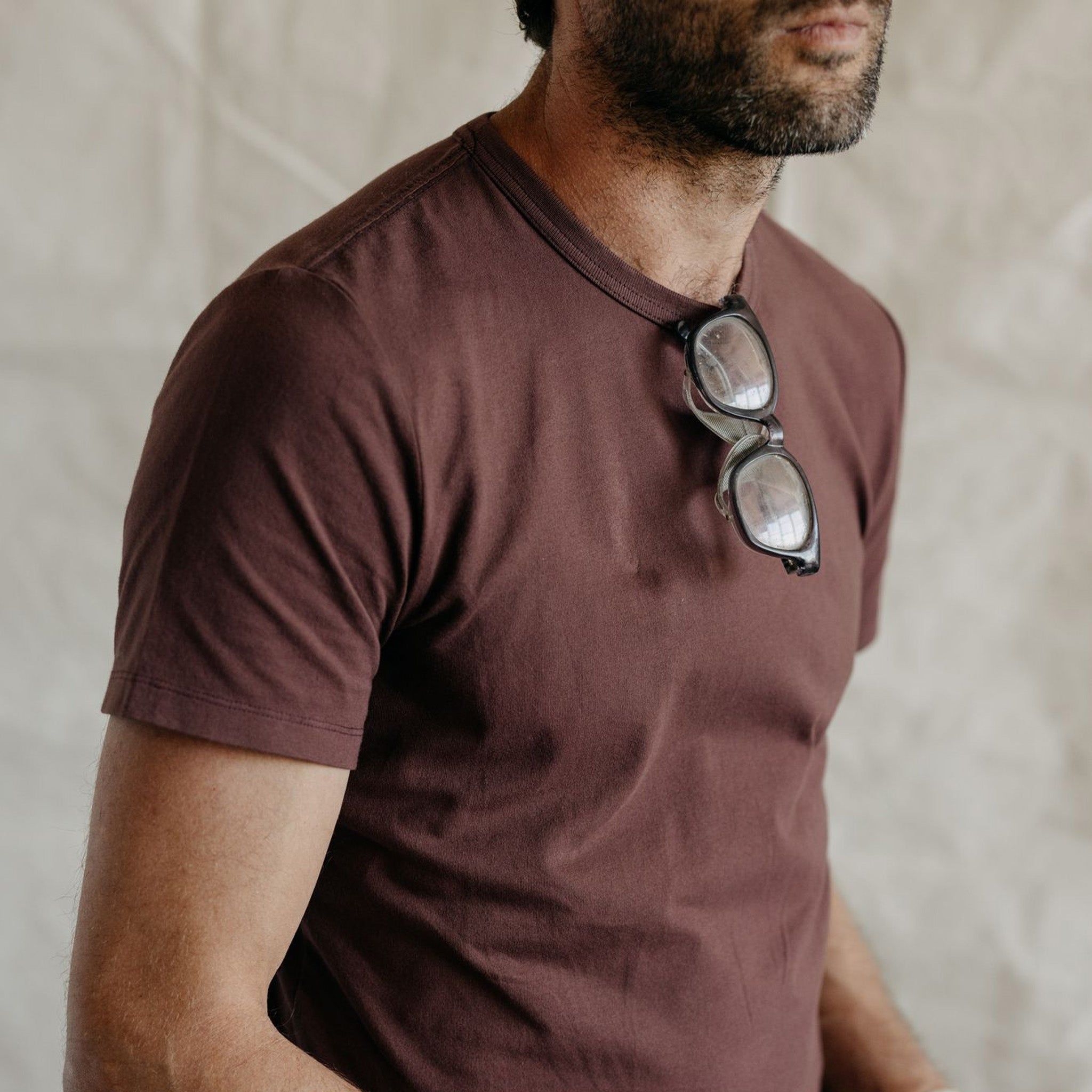 The Organic Cotton Tee in Burgundy sold by Taylor Stitch product image thumbnail 3