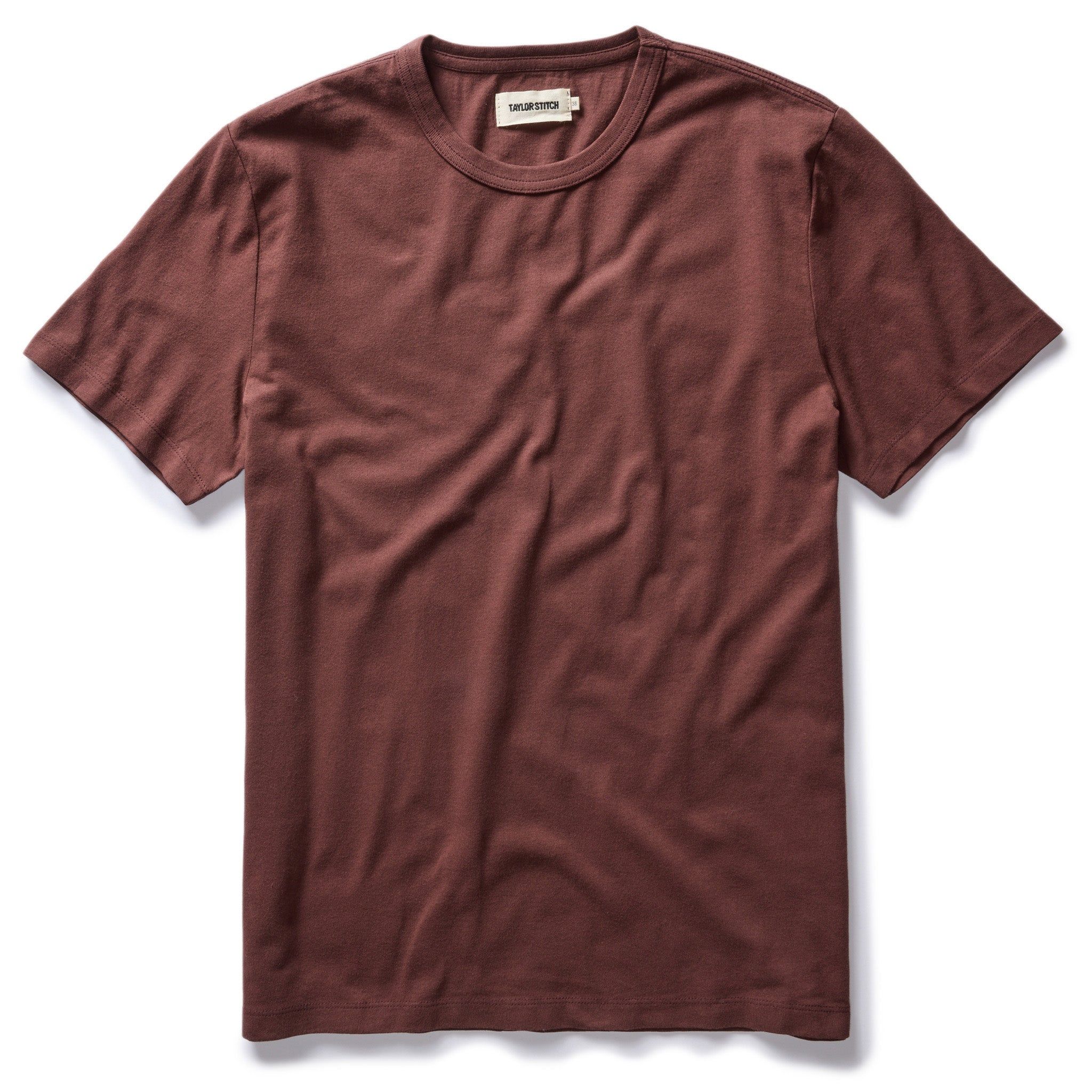 The Organic Cotton Tee in Burgundy sold by Taylor Stitch