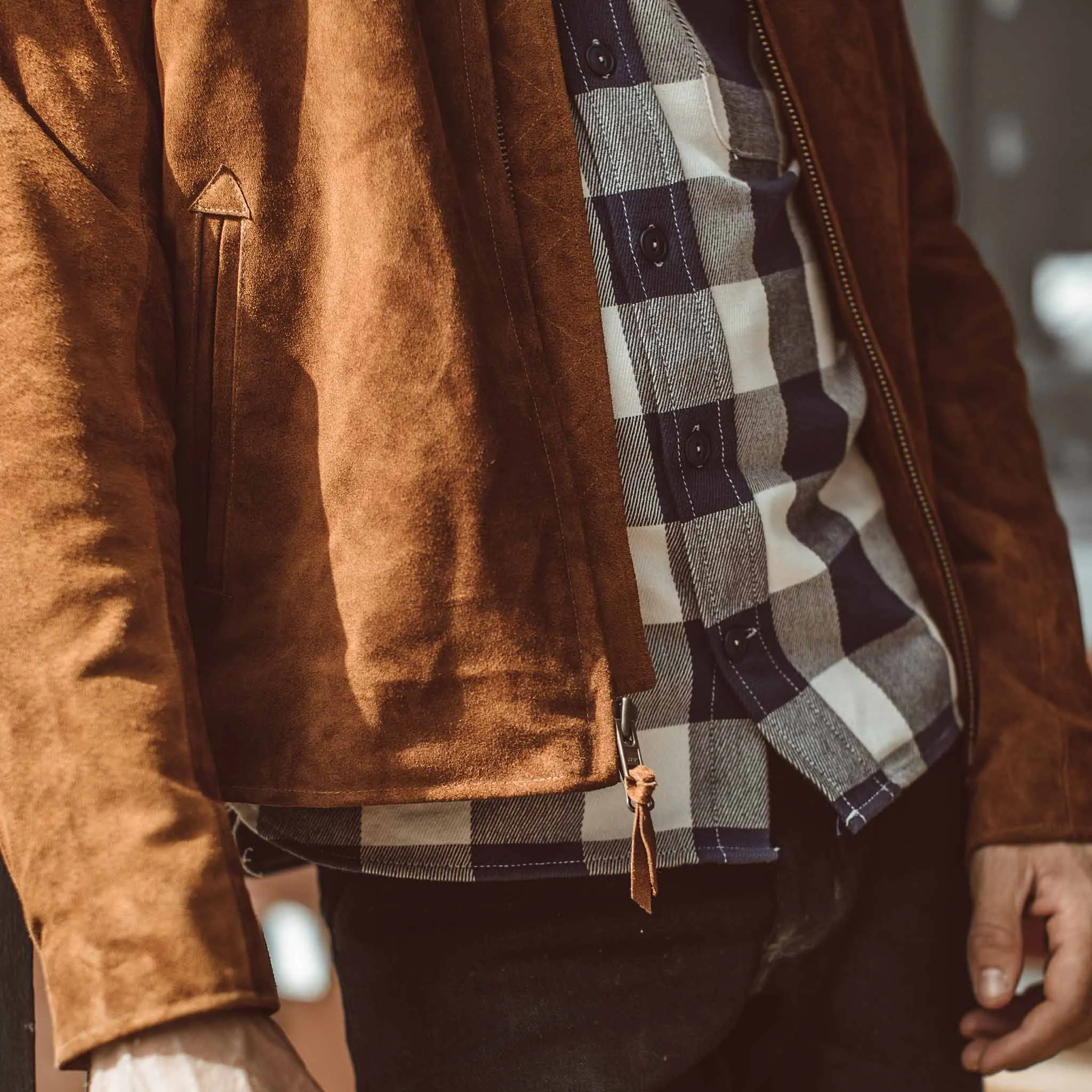 The Moto Jacket in Tobacco Weatherproof Suede sold by Taylor Stitch product image thumbnail 5